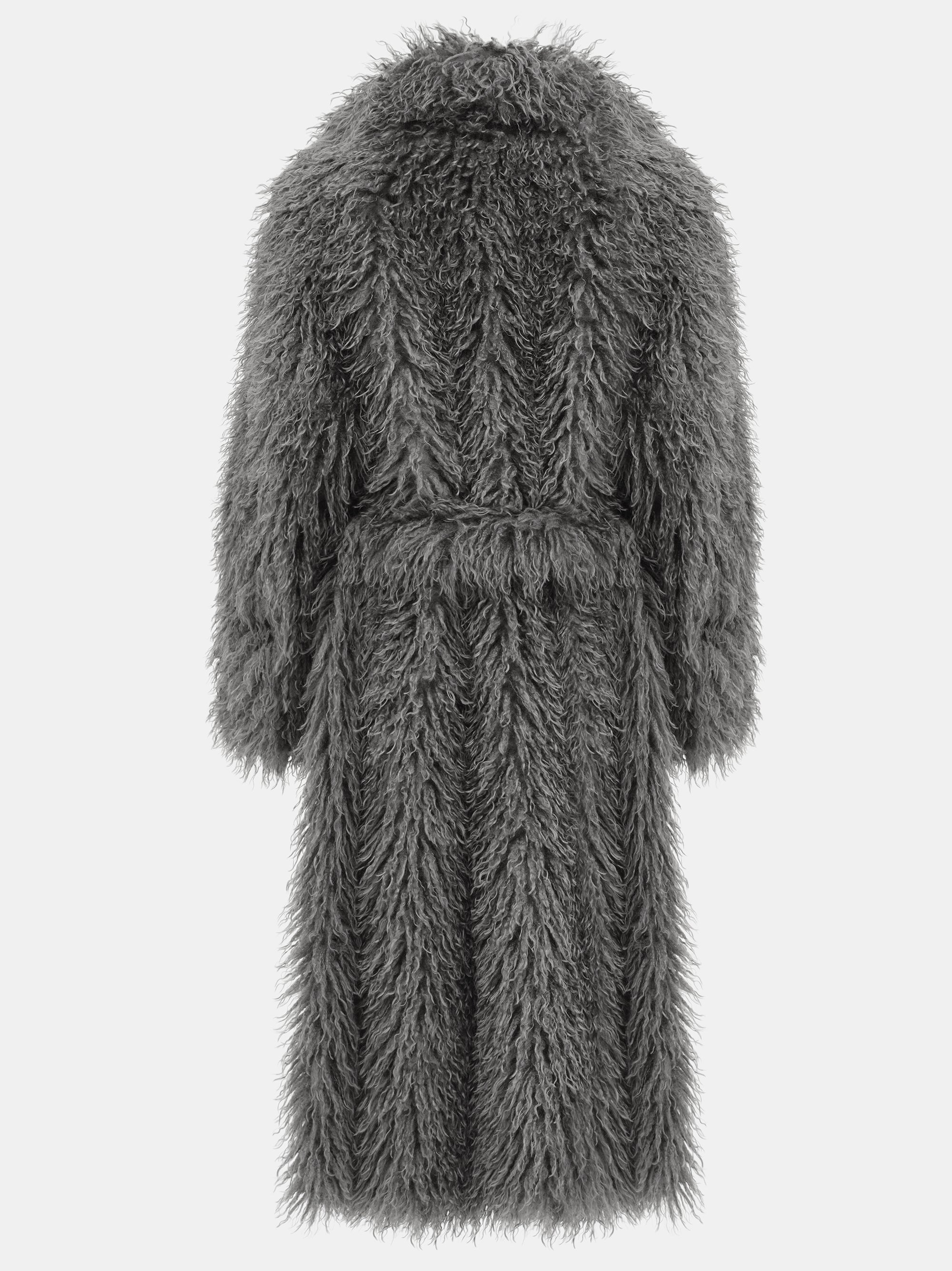 Long Belted Plush Coat, Sage