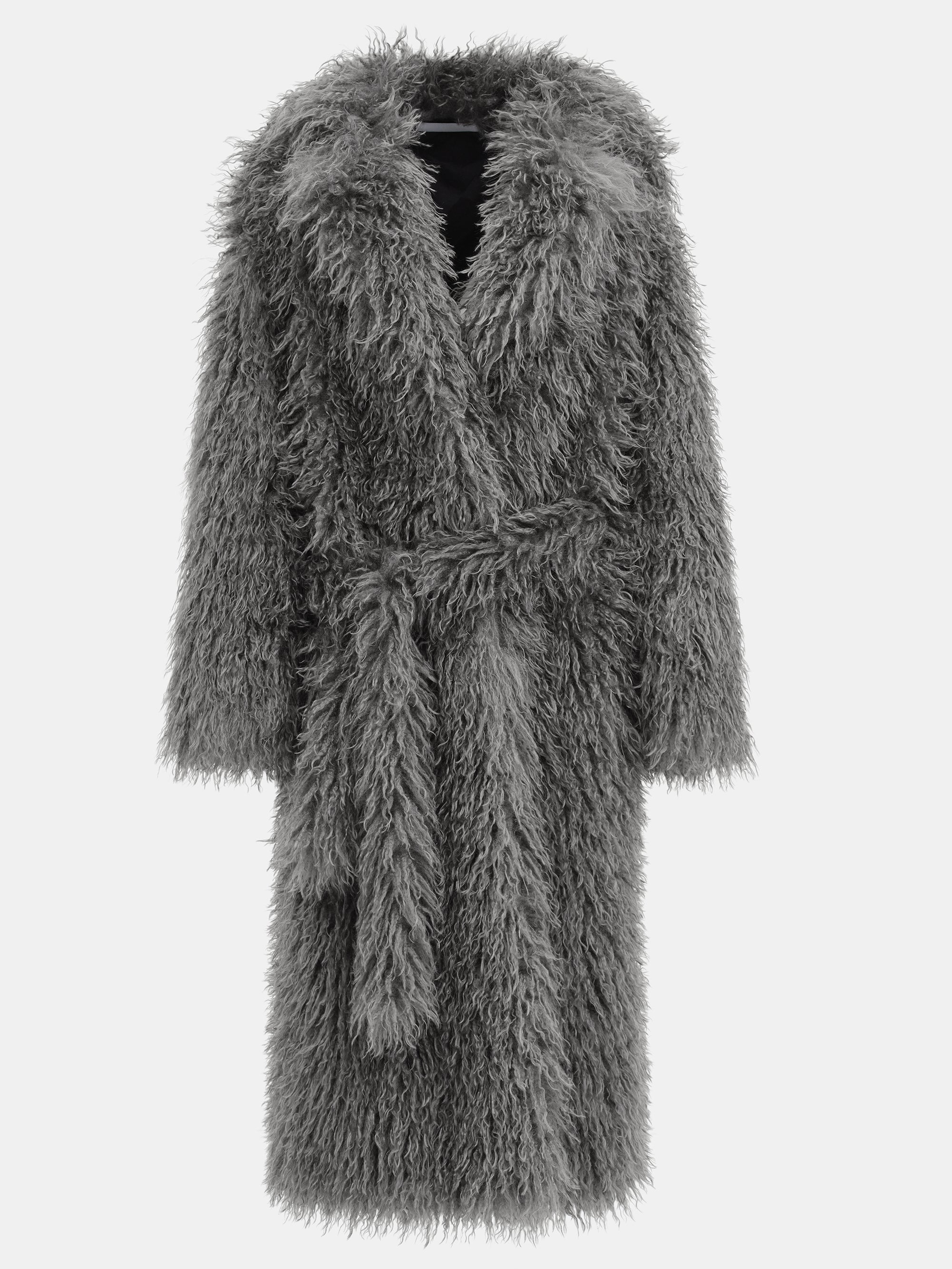 Long Belted Plush Coat, Sage