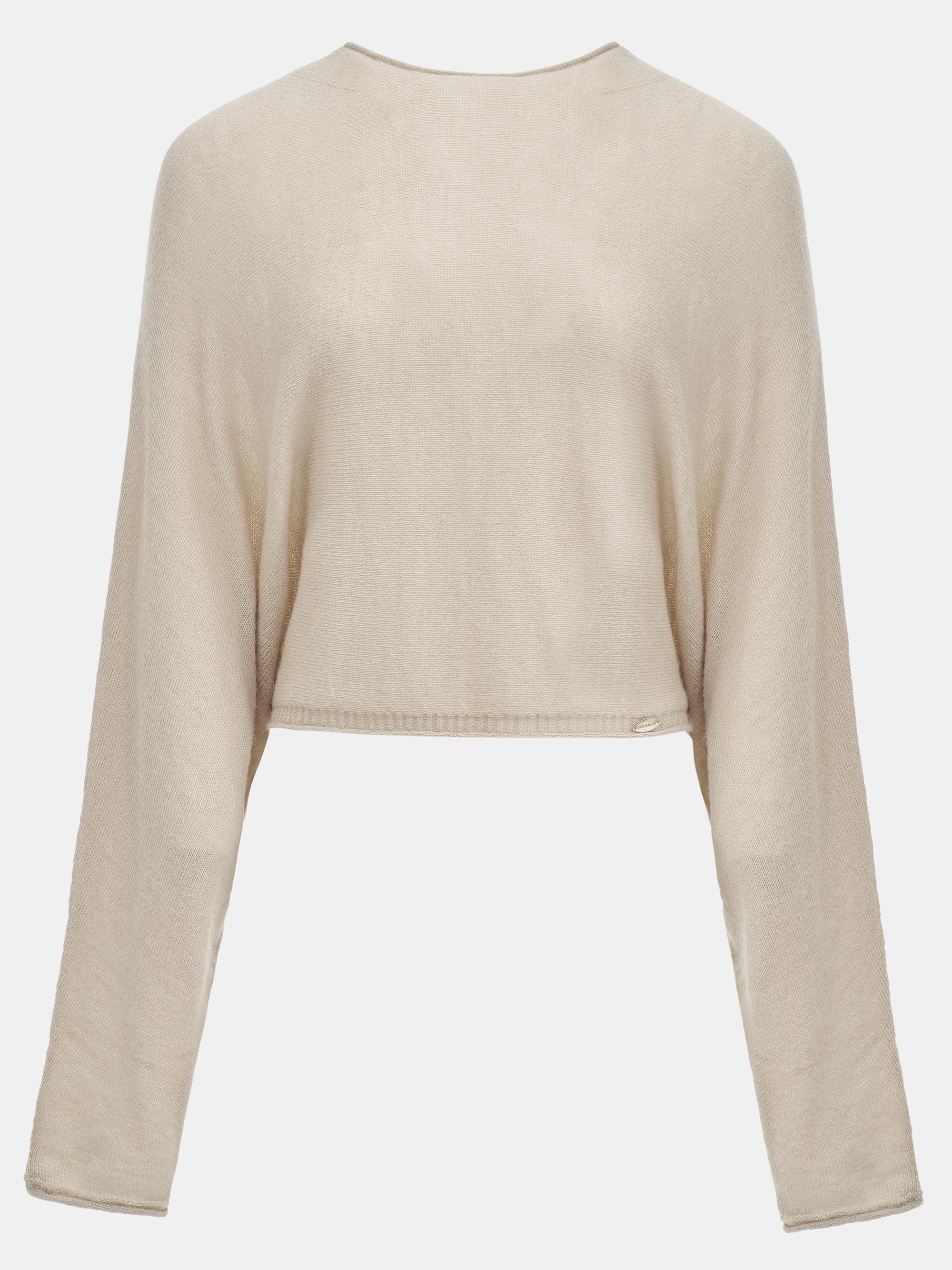 Batwing-Sleeve Knit Top, Nude