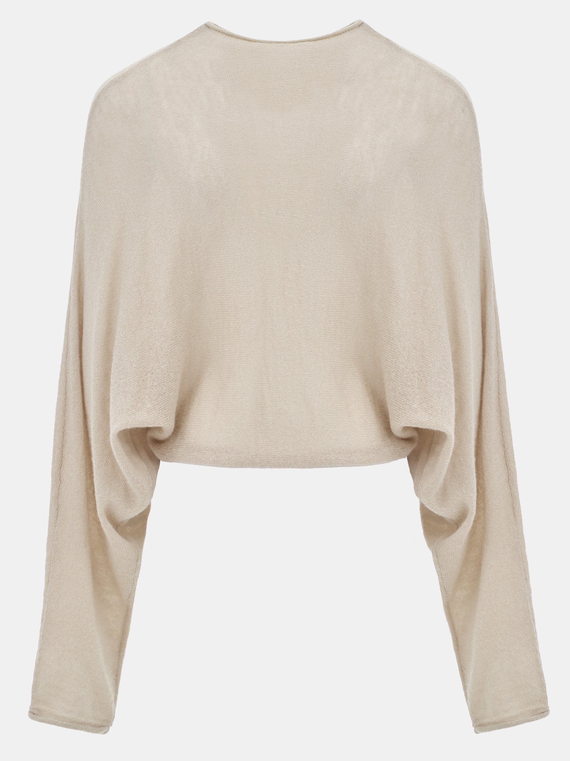 Batwing-Sleeve Knit Top, Nude
