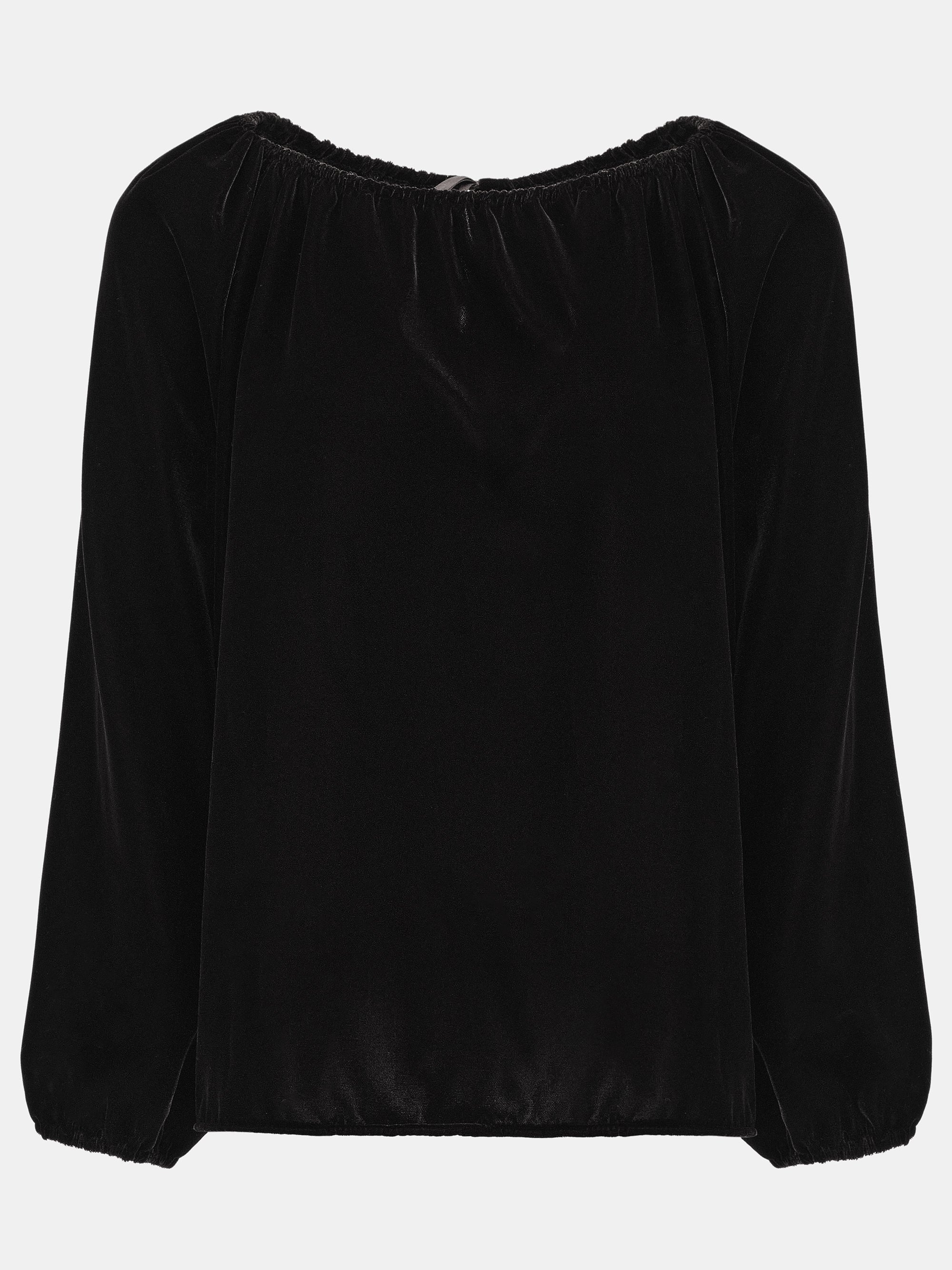 Gathered Velvet Blouse, Black