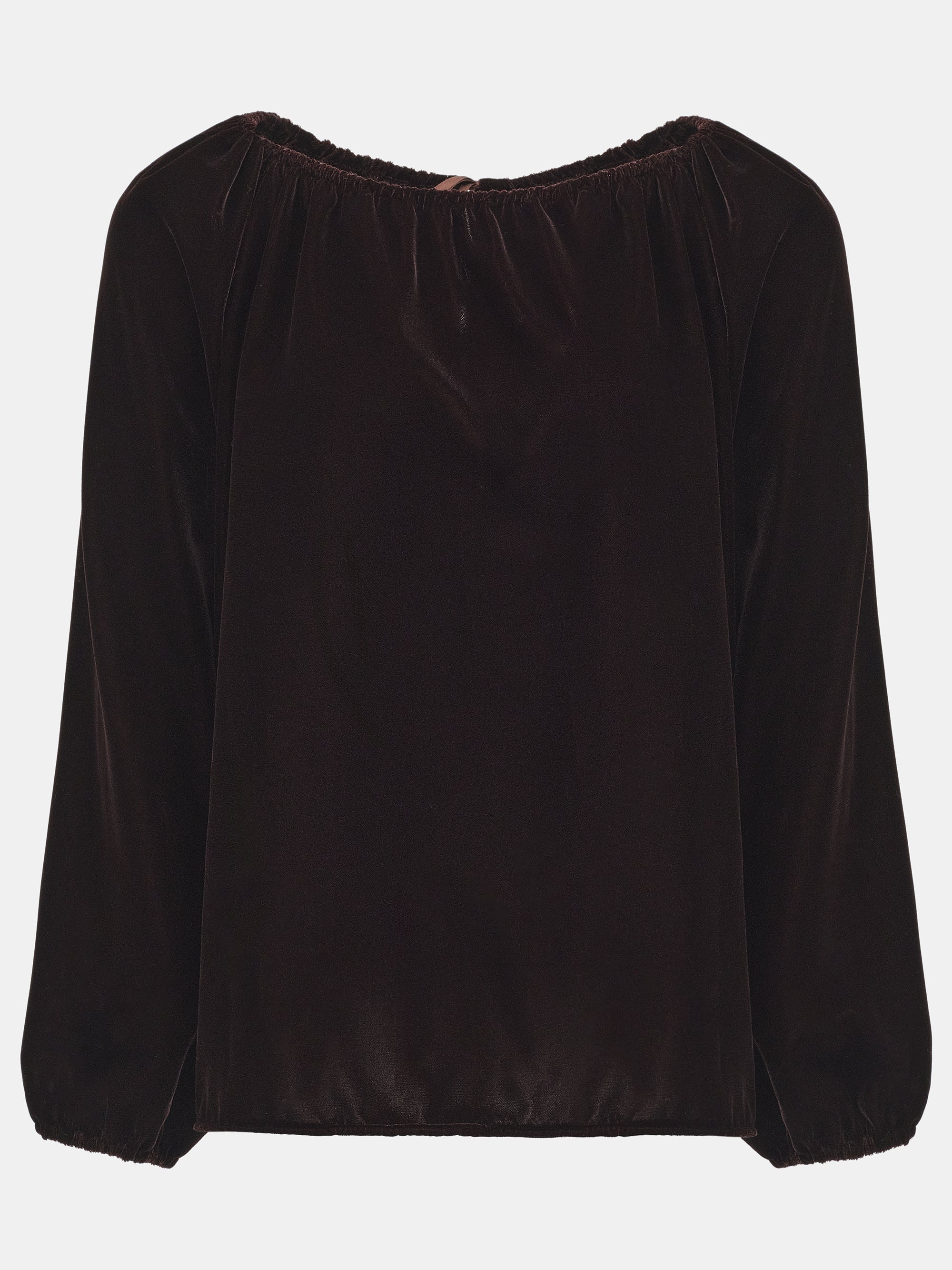 Gathered Velvet Blouse, Chocolate