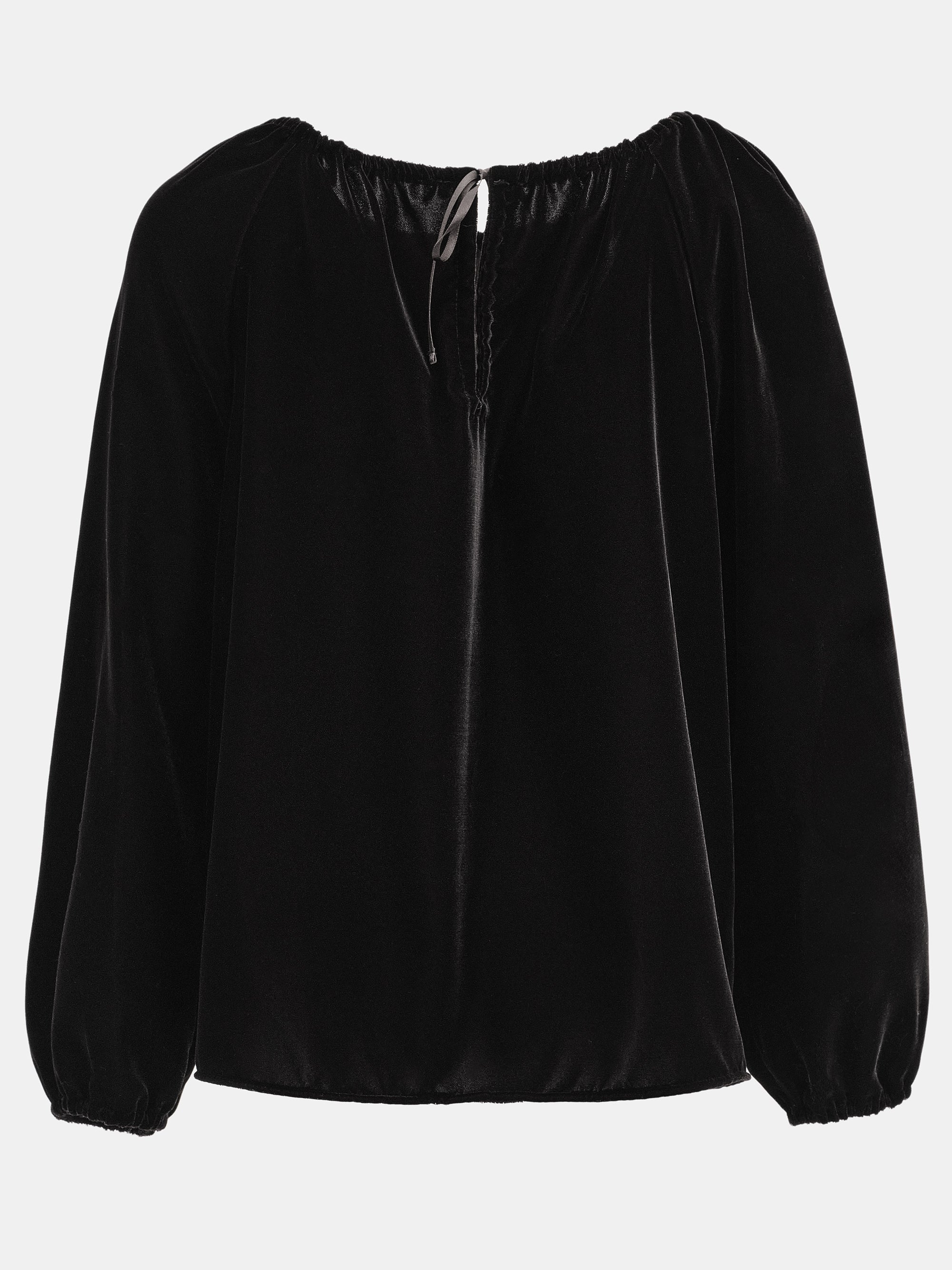 Gathered Velvet Blouse, Black