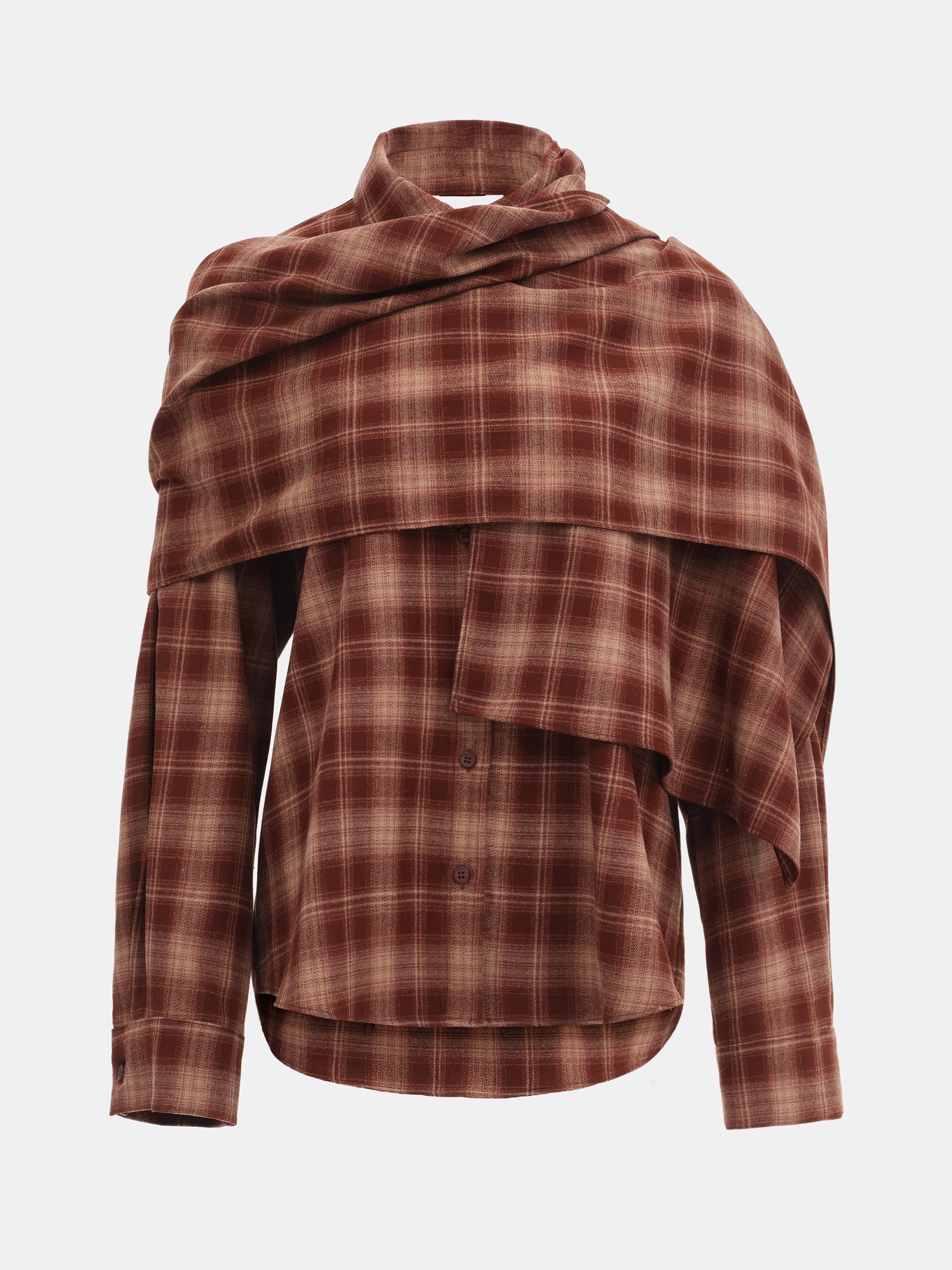 Malia Plaid Scarf Shirt, Sienna