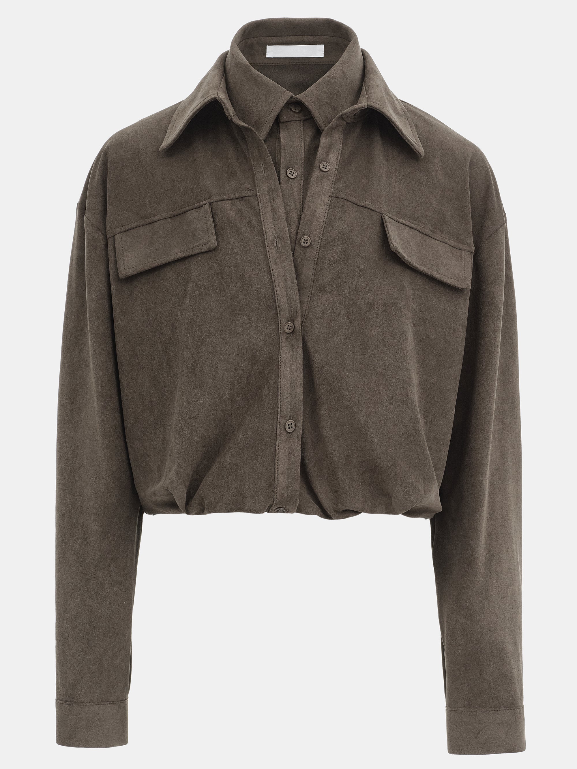 Layered Suede Effect Shirt, Brown