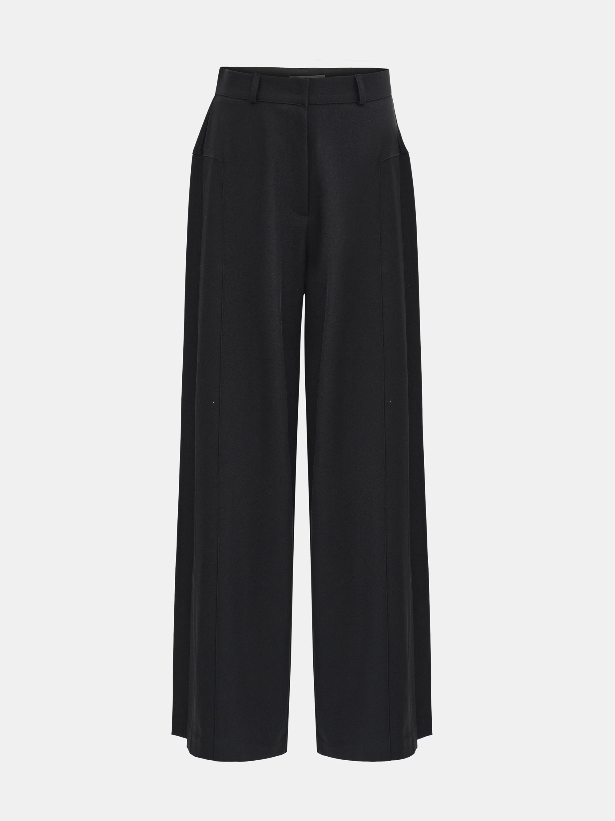 Flowy Wide-Leg Pants, Black