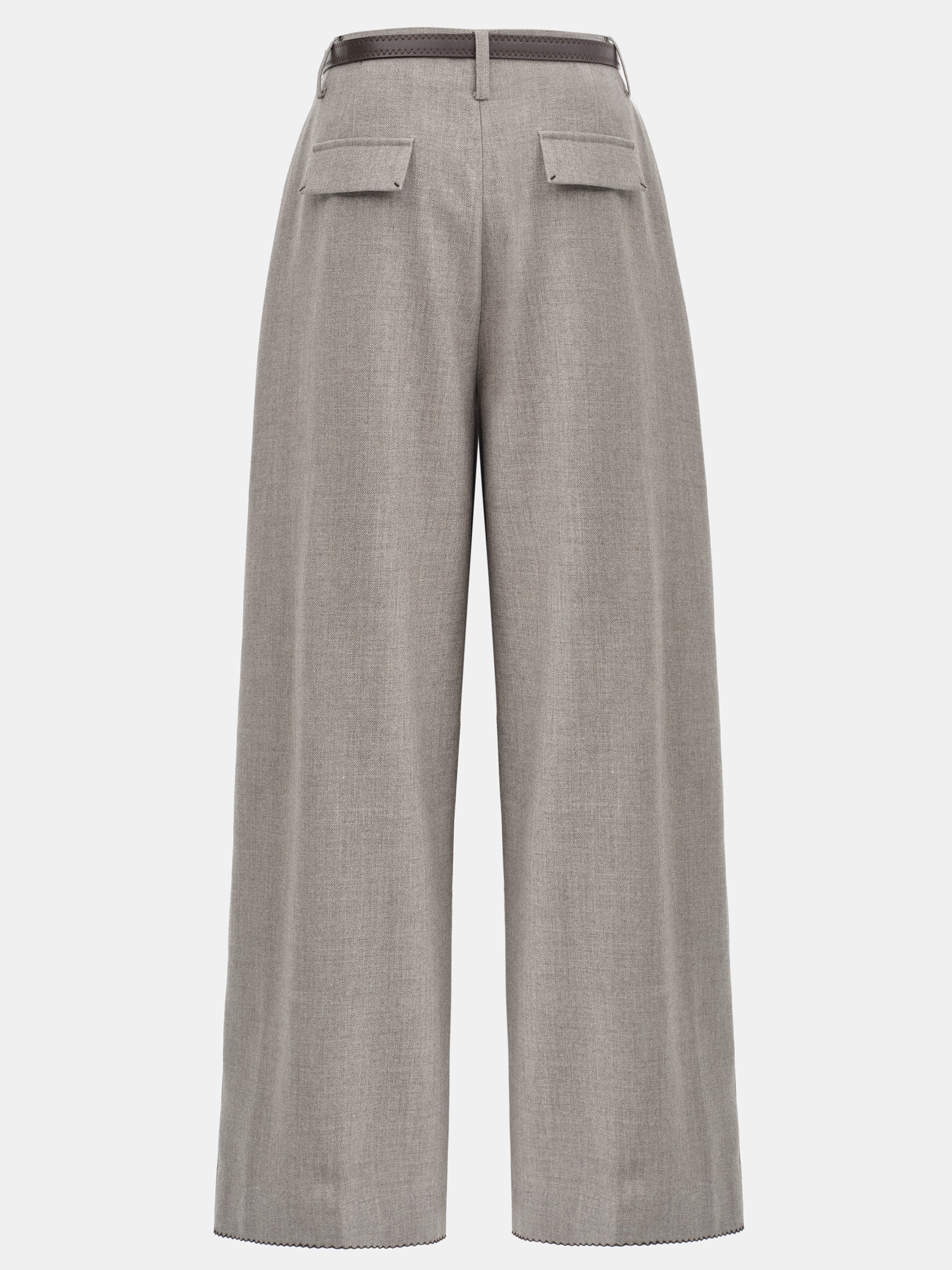 Cord-Belt Wool Trousers, Brown