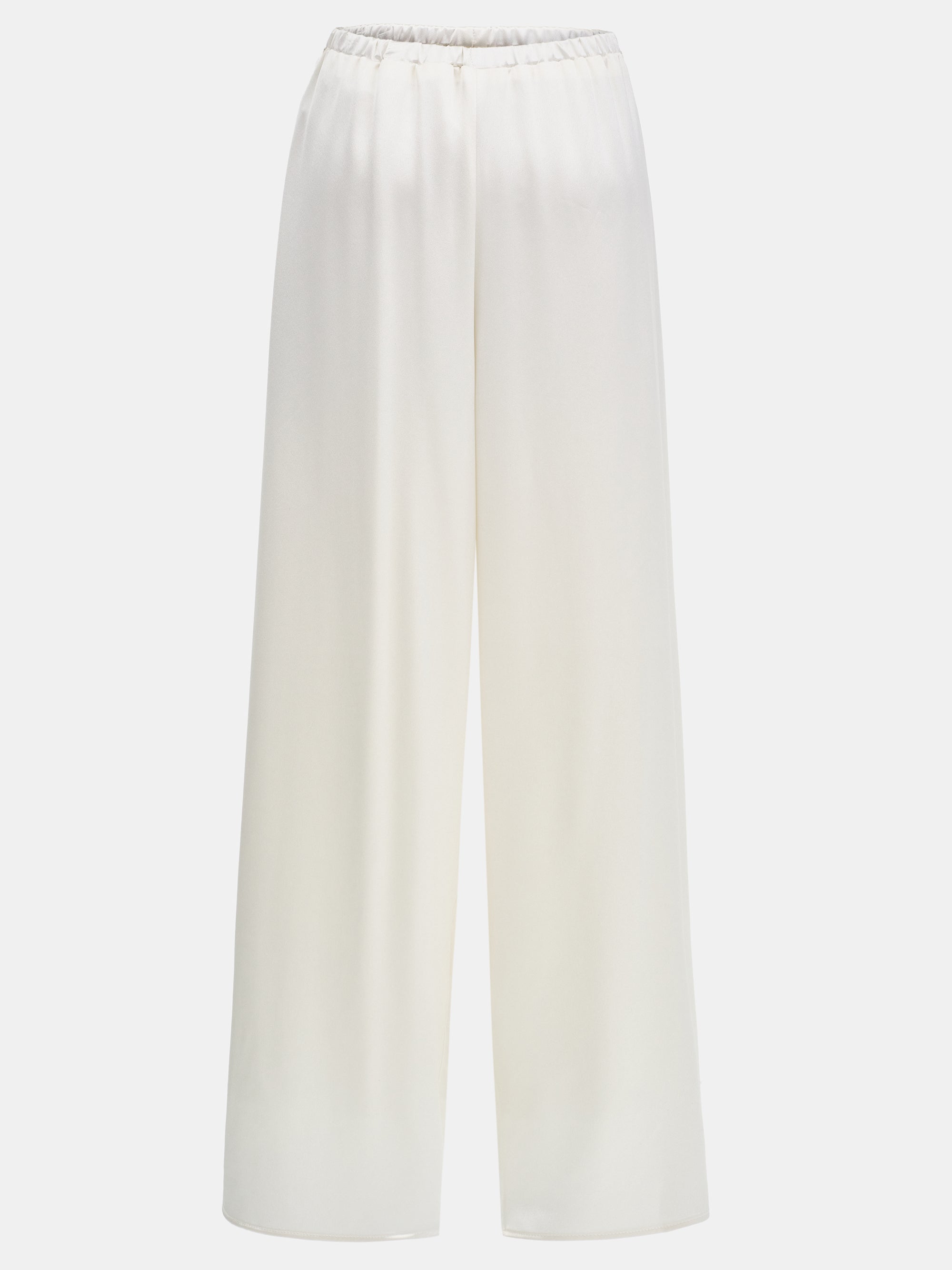 Satin Effect Drawstring Pants, Pearl