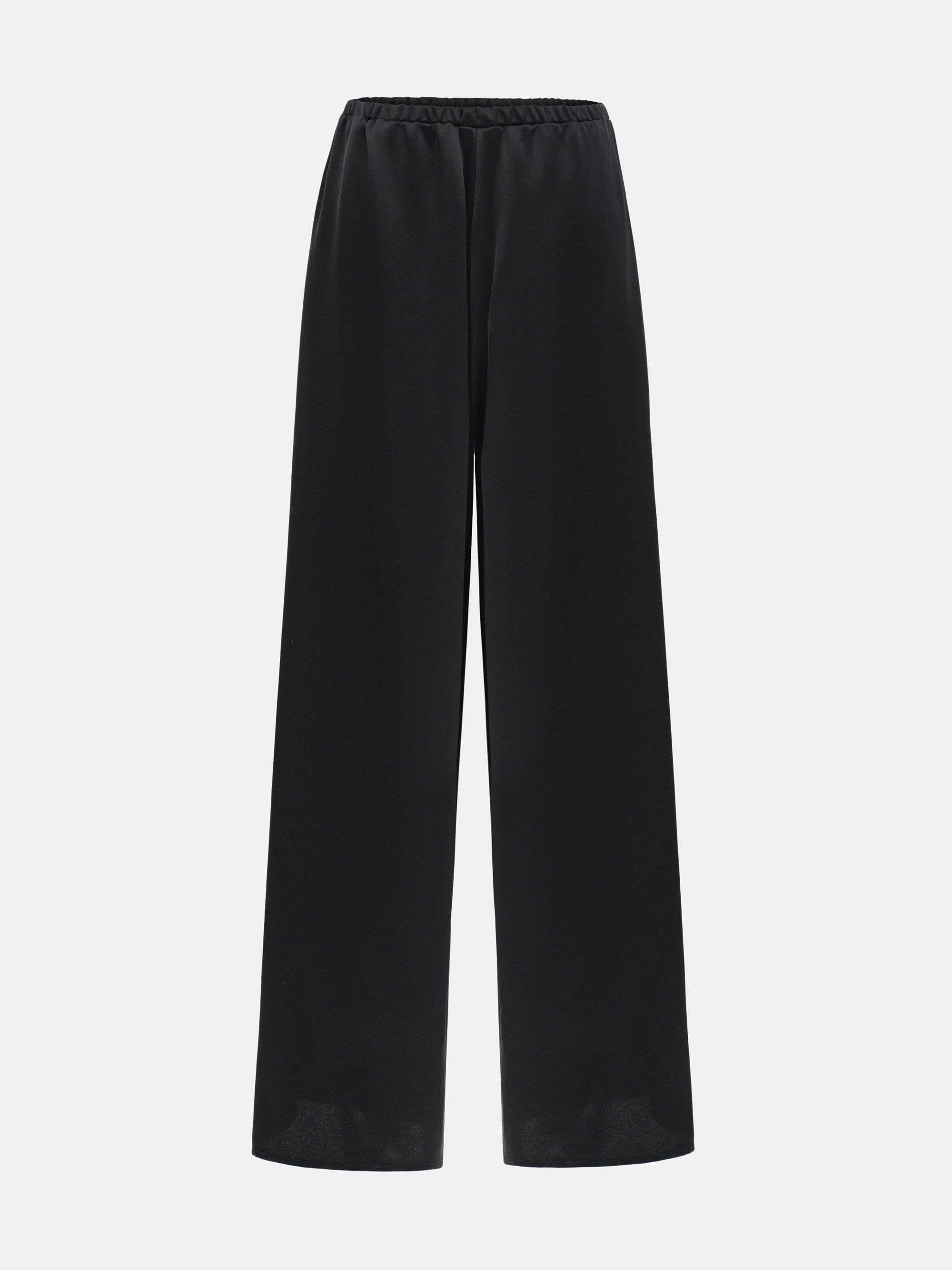 Satin Effect Drawstring Pants, Black