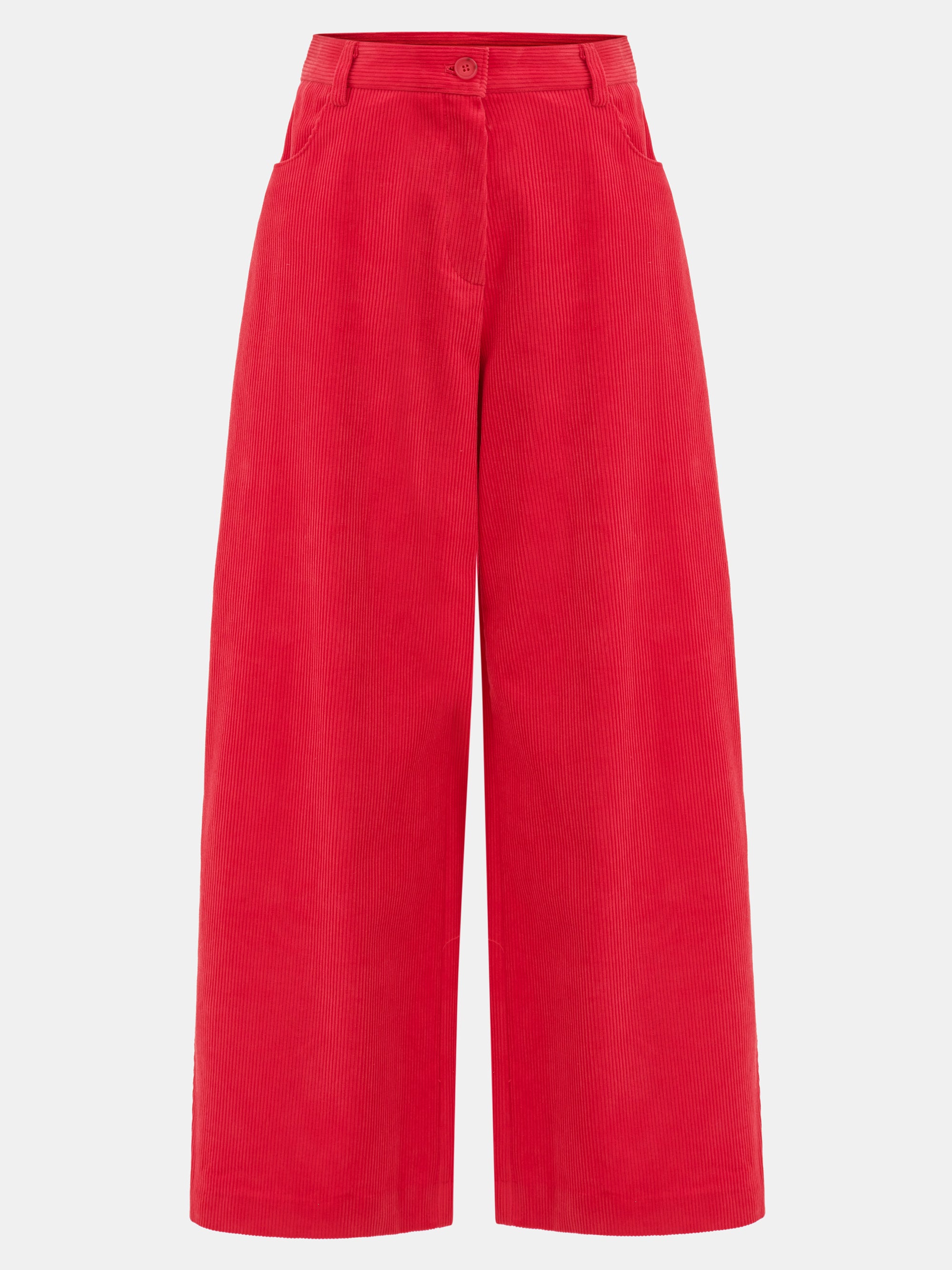Wide-Leg Corduroy Trousers, Red