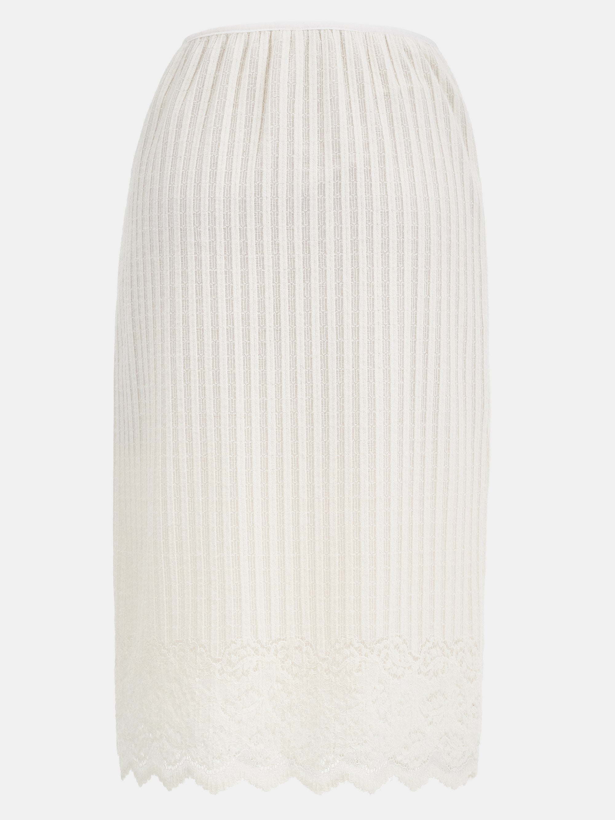 Lace-Detail Knit Skirt, Cream