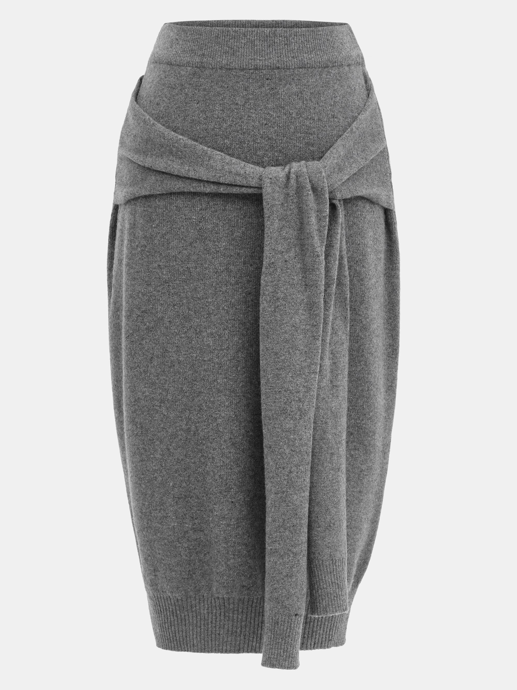 Tie-Front Knit Skirt, Grey