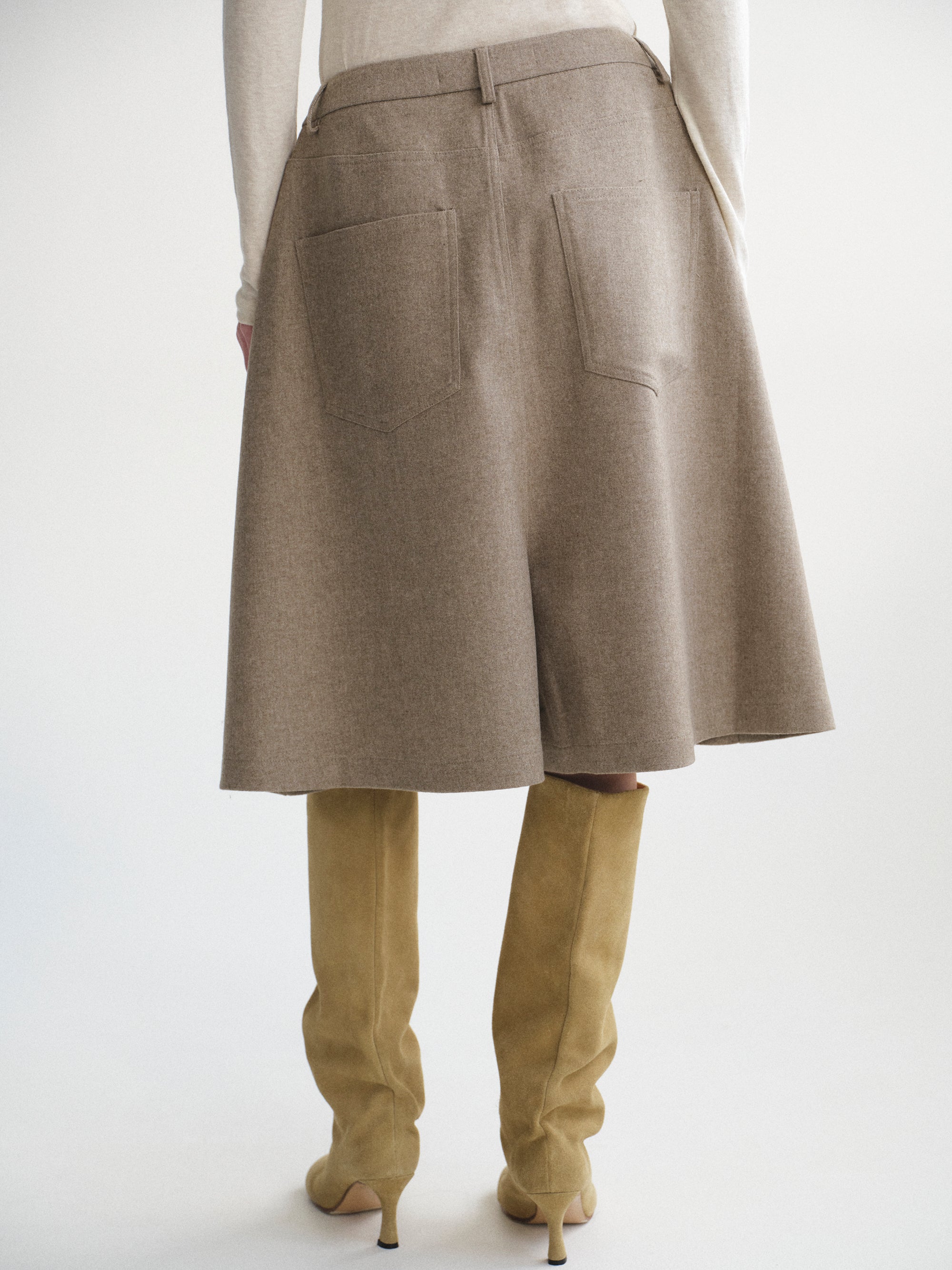 Wide Bermuda Shorts, Beige