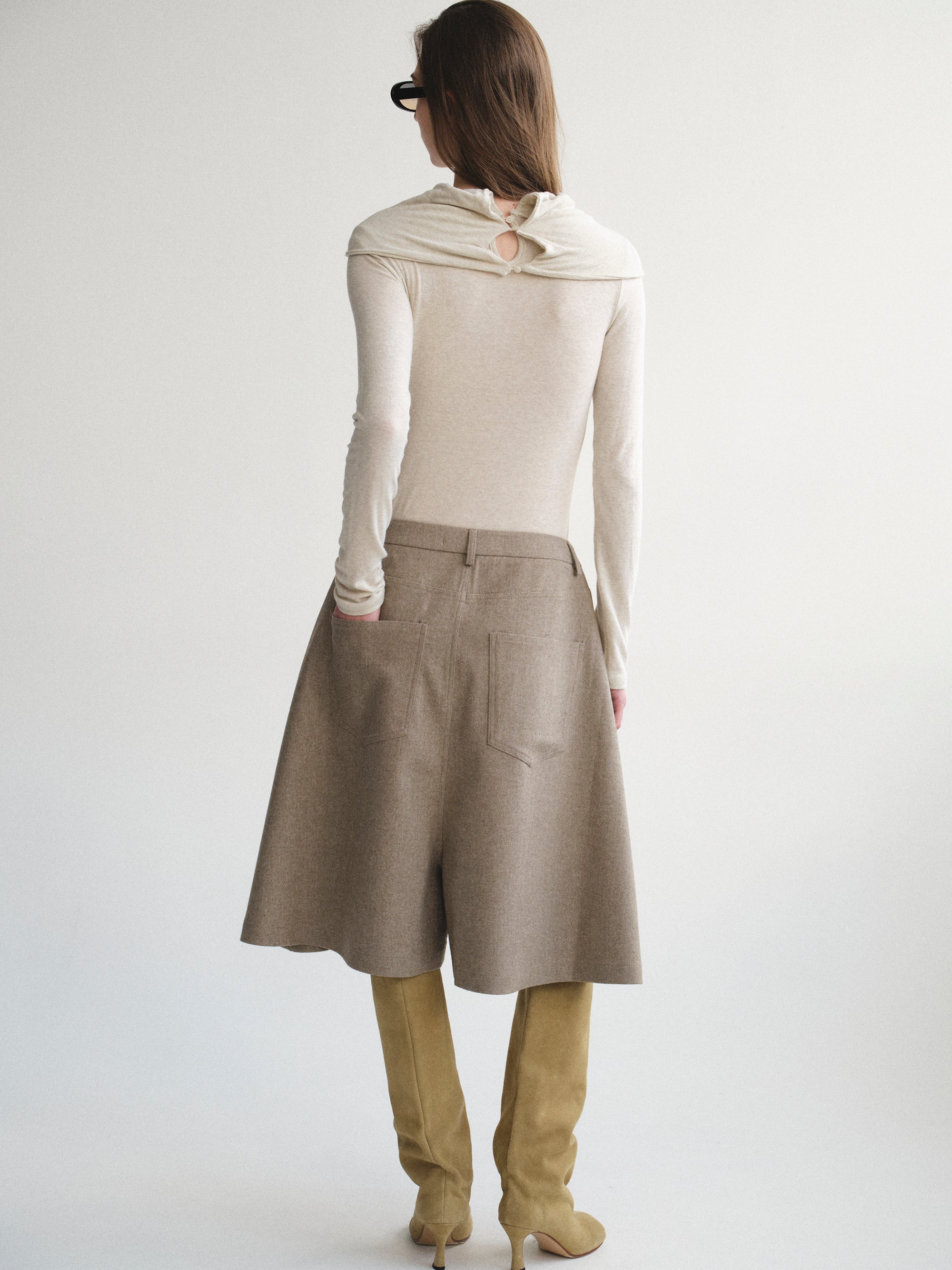 Draped High Neck Top, Ivory