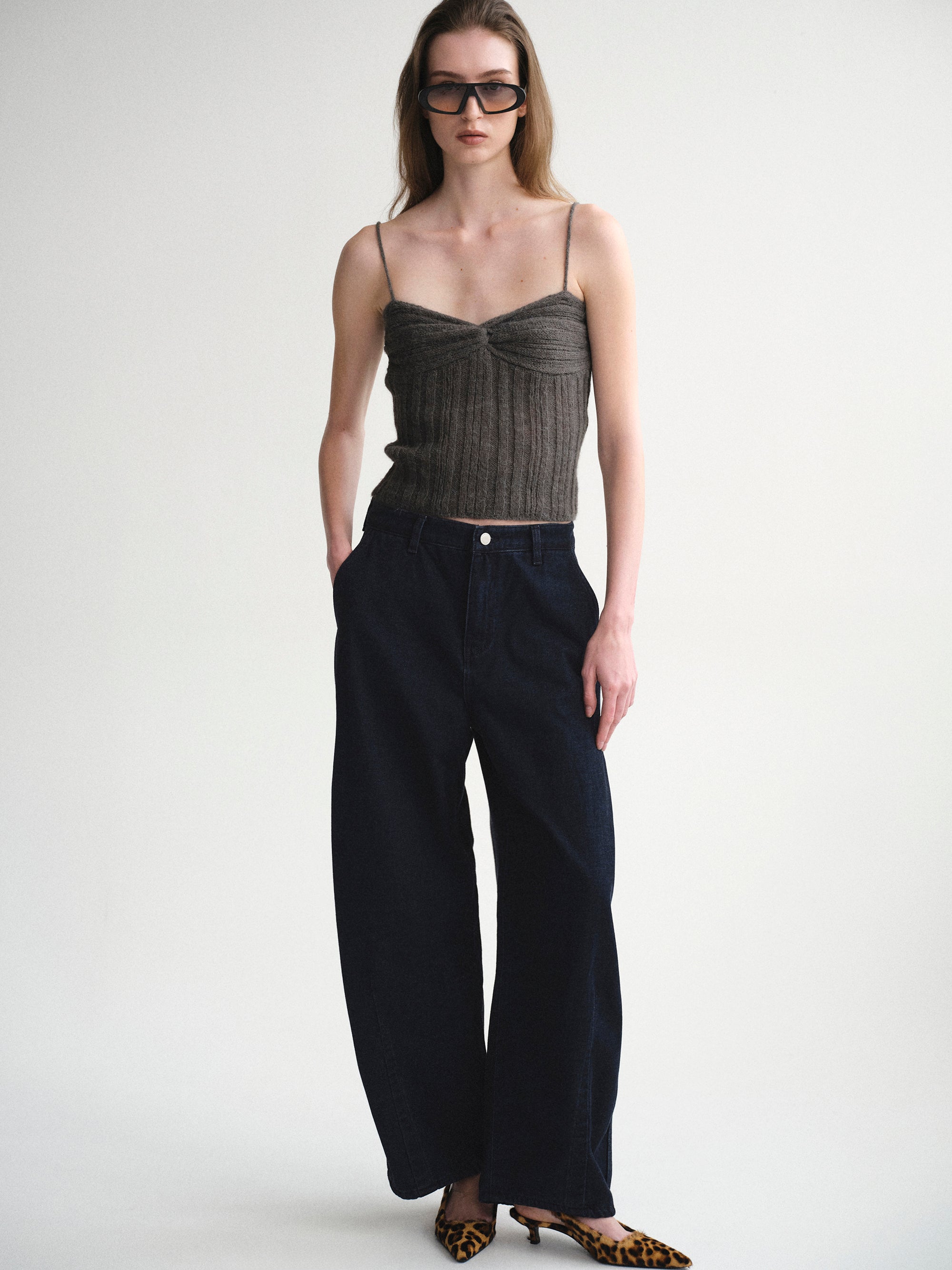 Twist Knitted Top, Charcoal