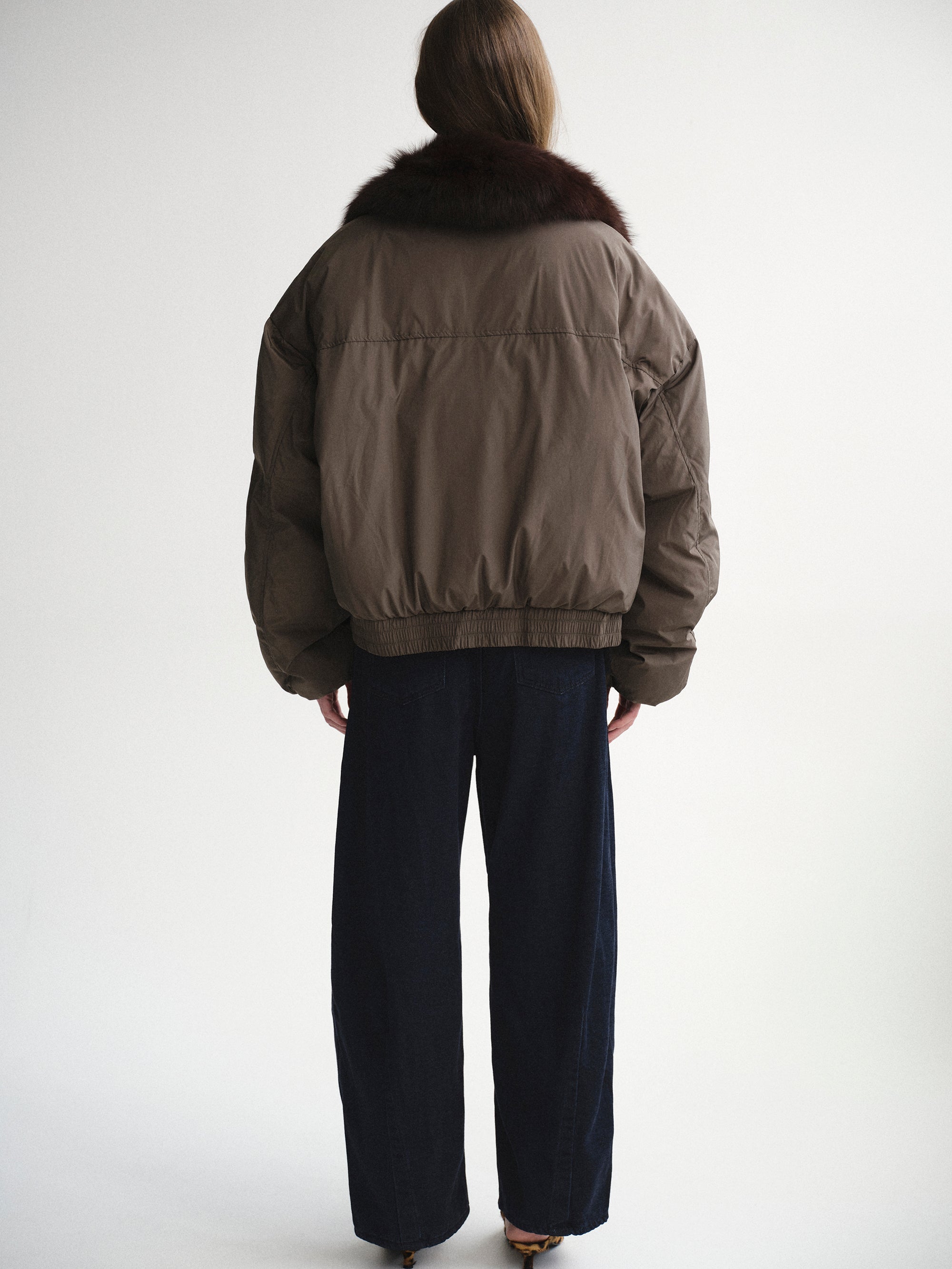 Fur Collar Down Jacket, Khaki