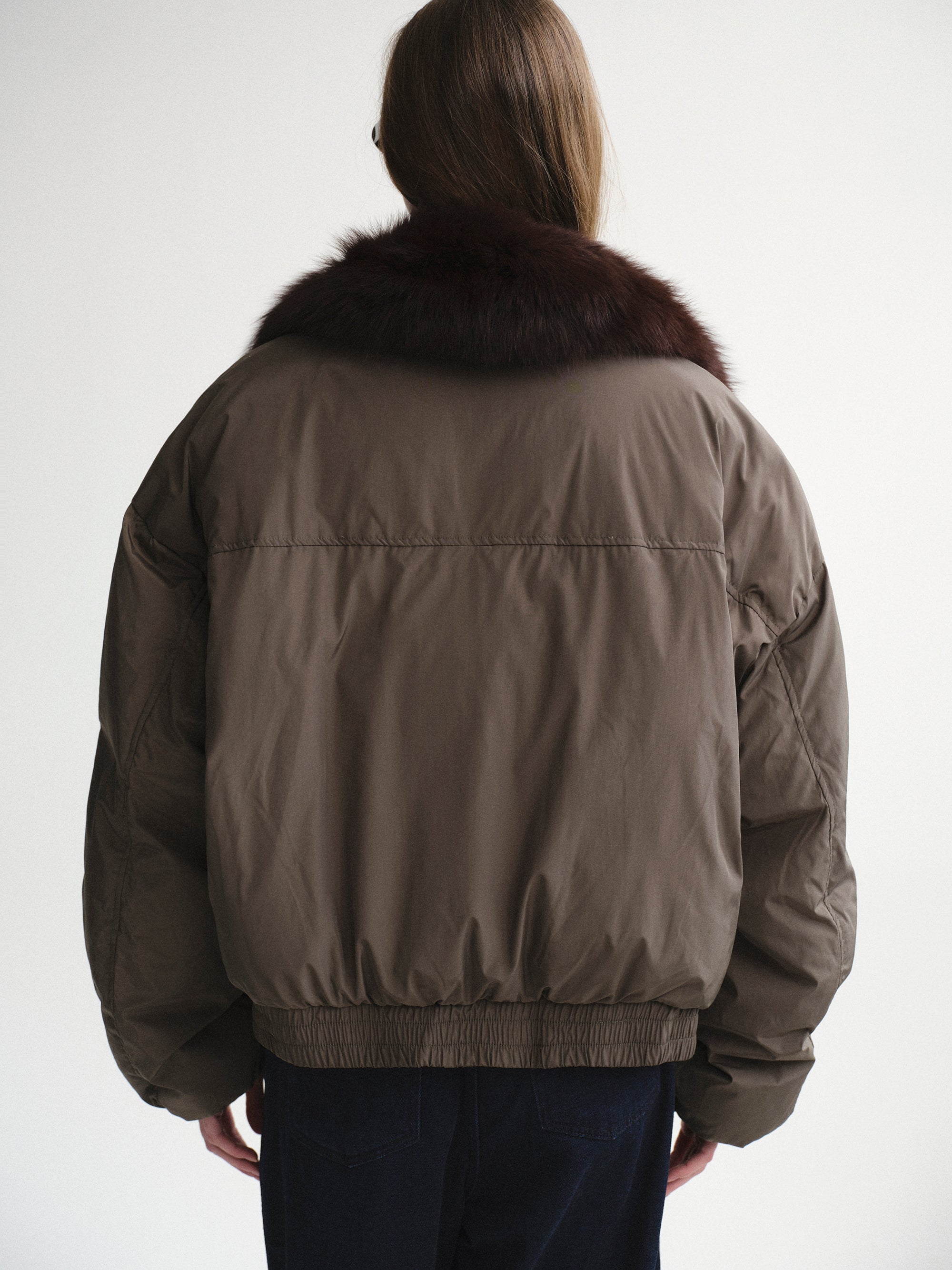 Fur Collar Down Jacket, Khaki