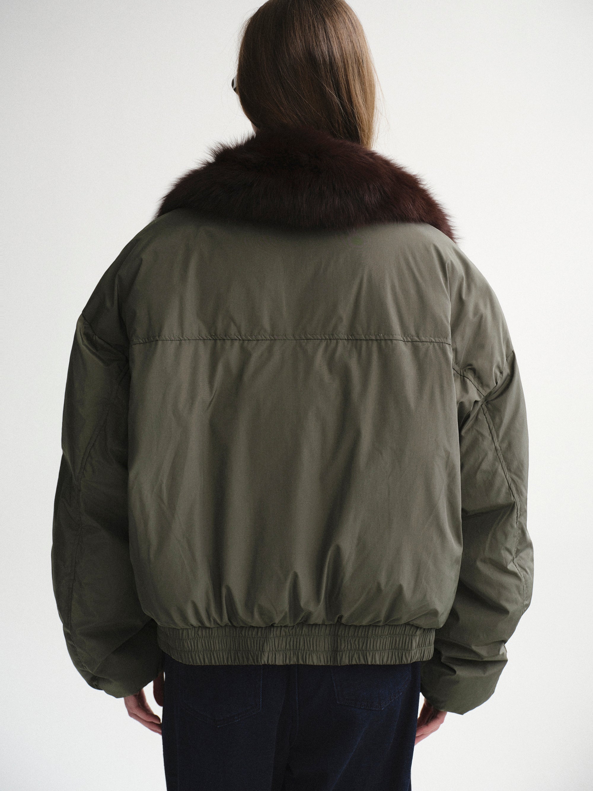 Fur Collar Down Jacket, Khaki