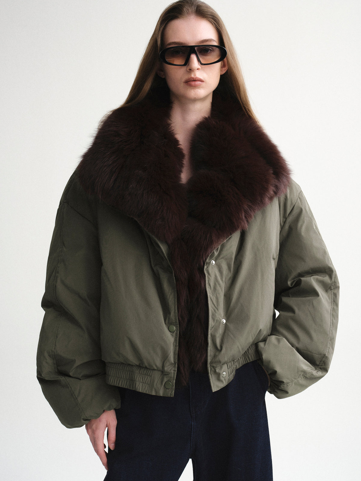 Dolla Fur Collar Down Jacket, Khaki