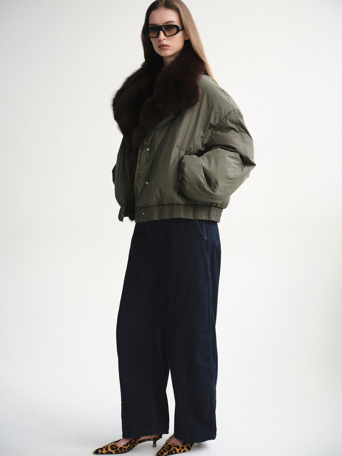 Dolla Fur Collar Down Jacket, Khaki