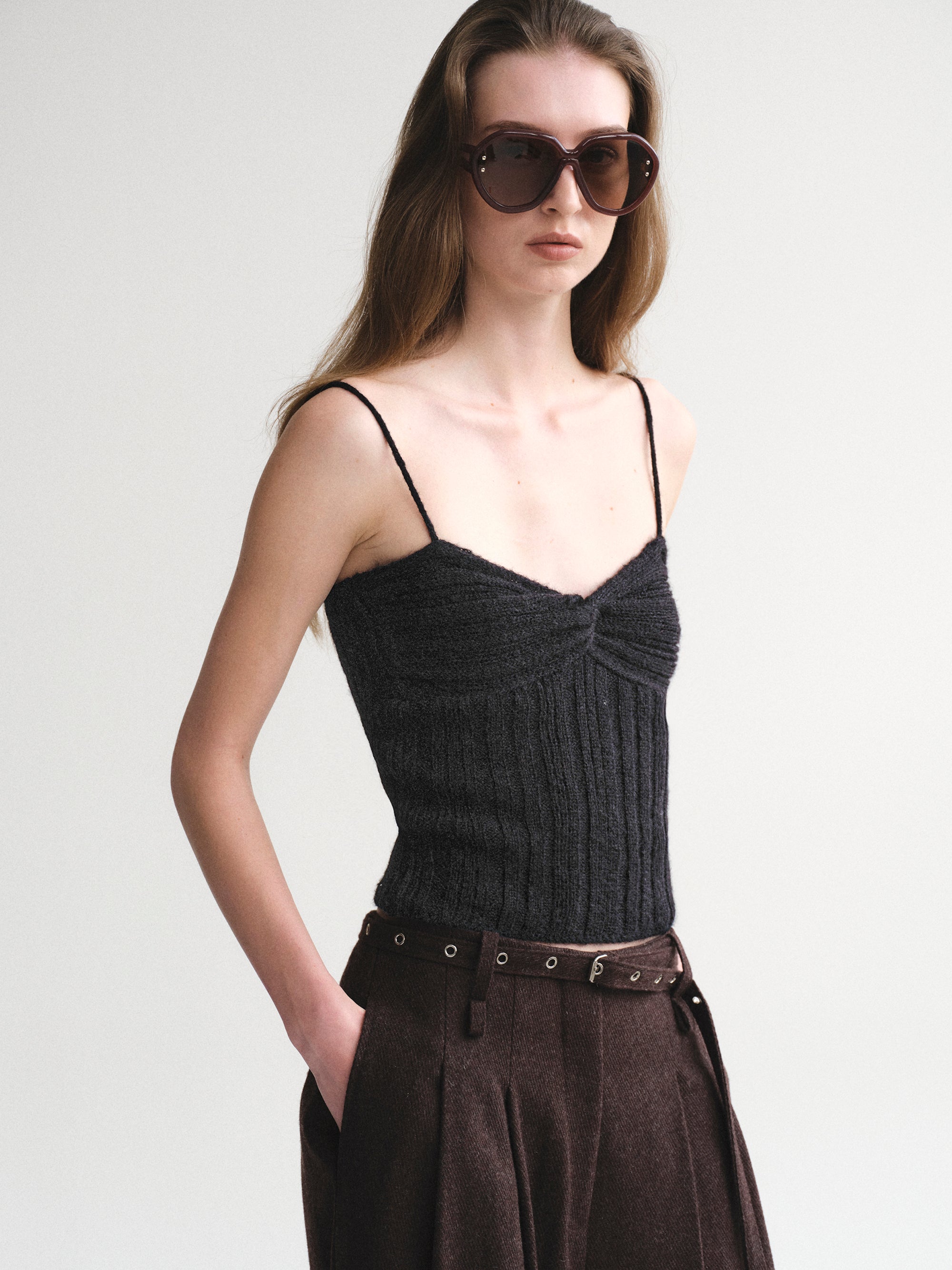 Twist Knitted Top, Black