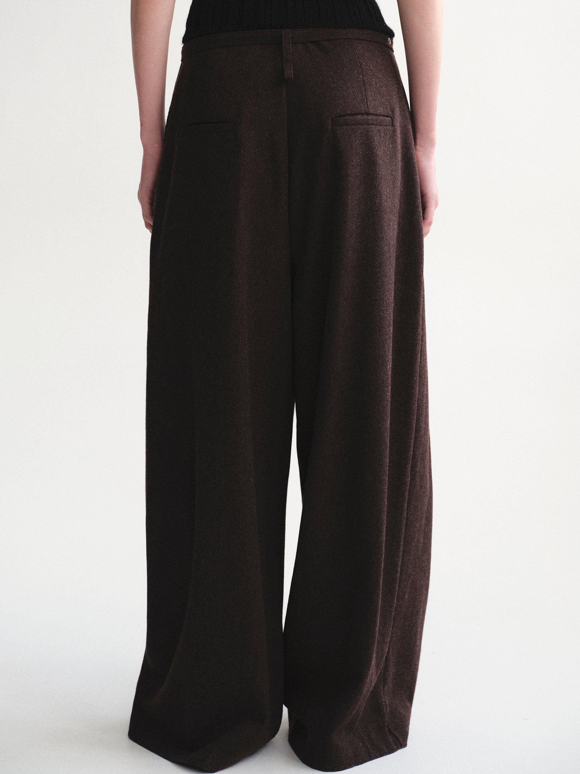 Belted Wool Trousers, Brown