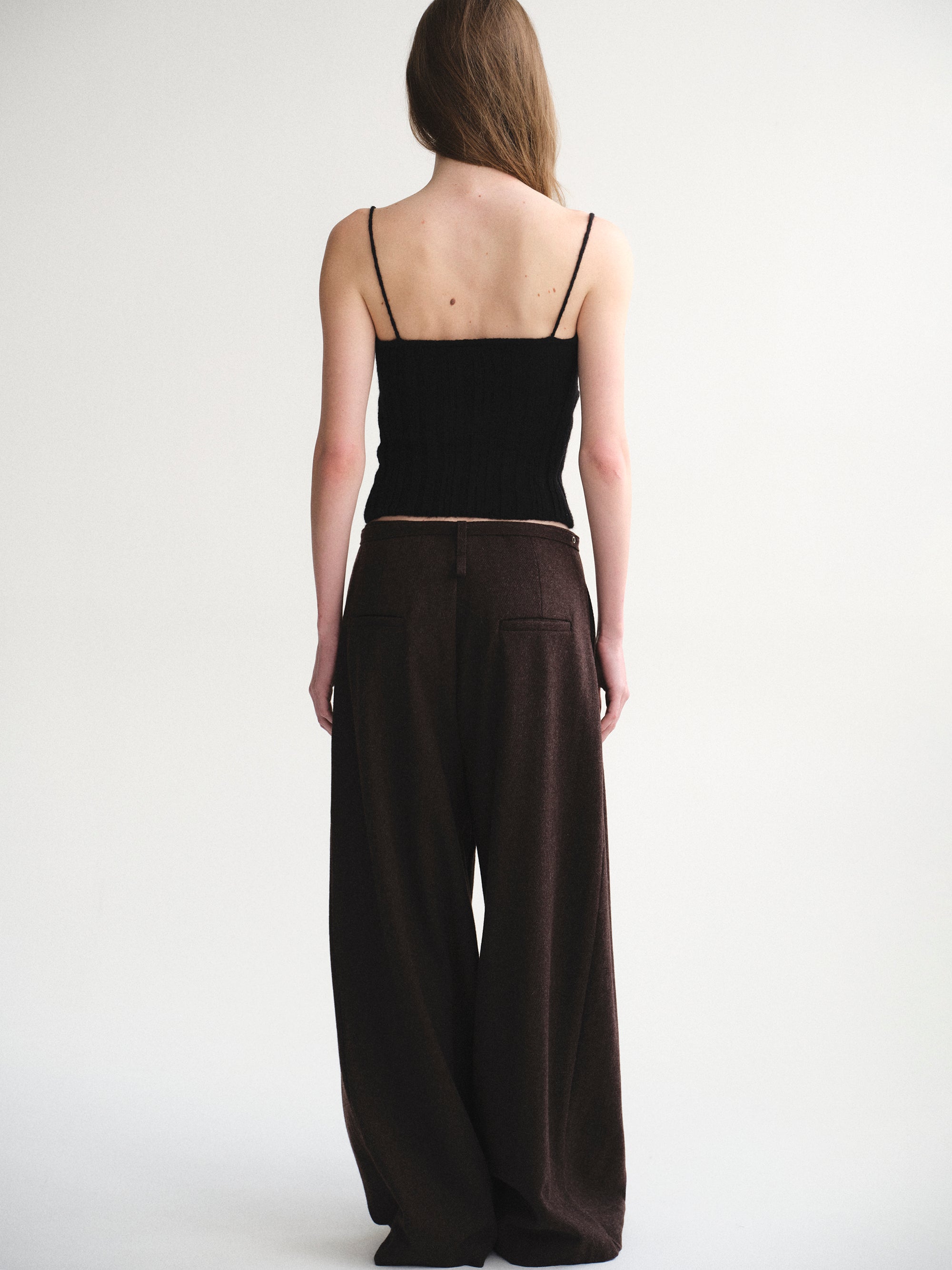 Belted Wool Trousers, Brown