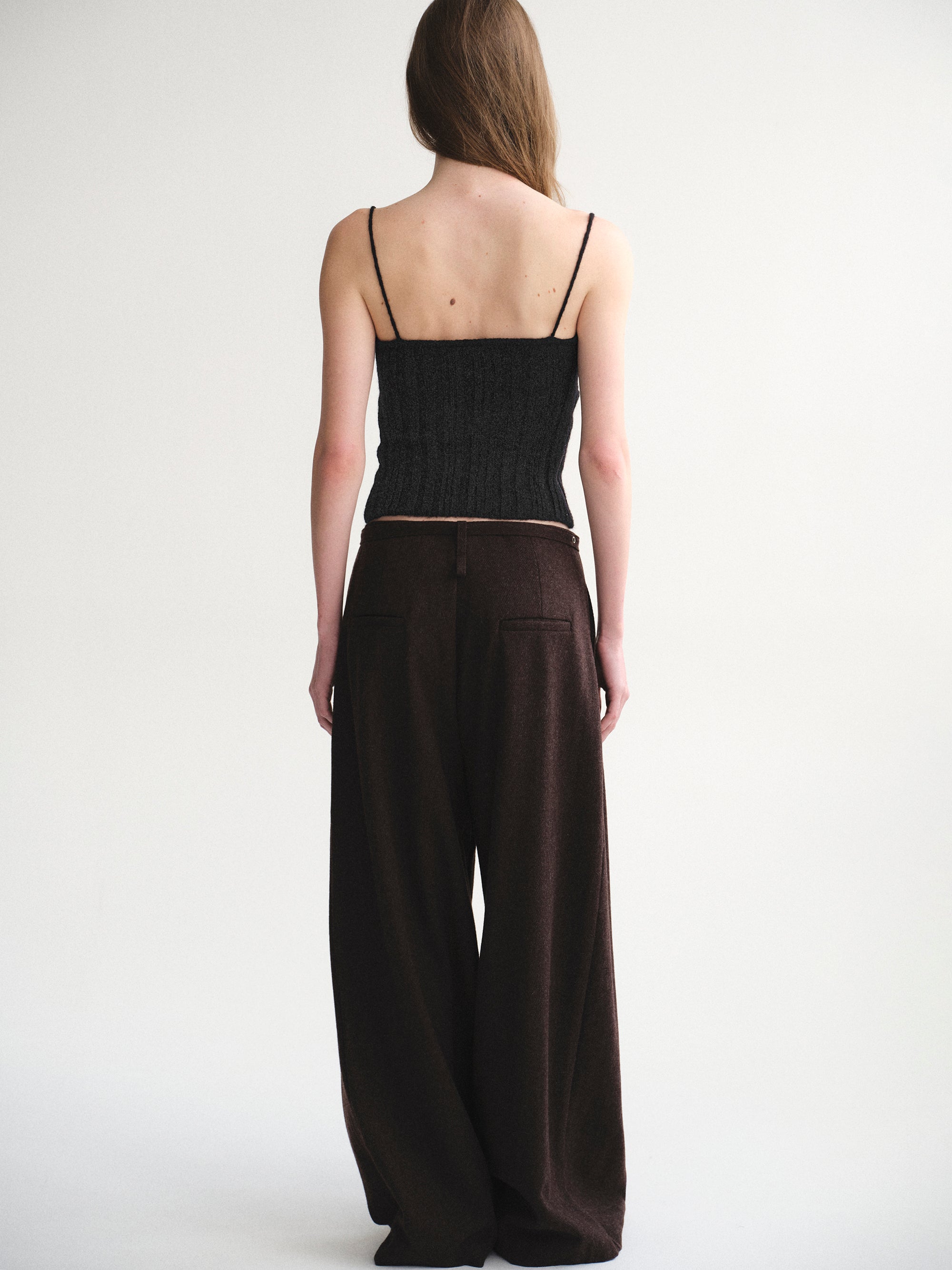 Belted Wool Trousers, Brown
