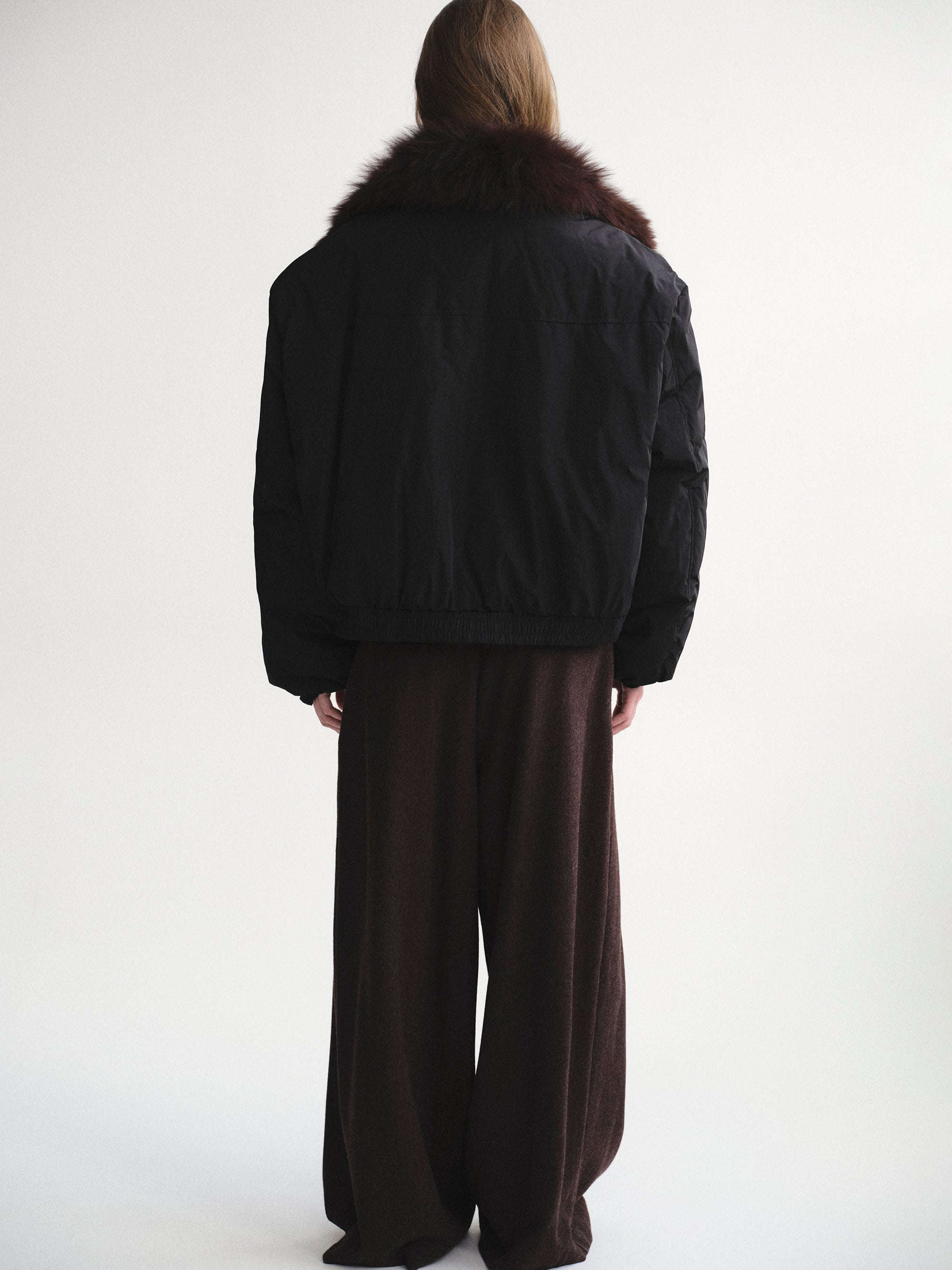 Fur Collar Down Jacket, Black