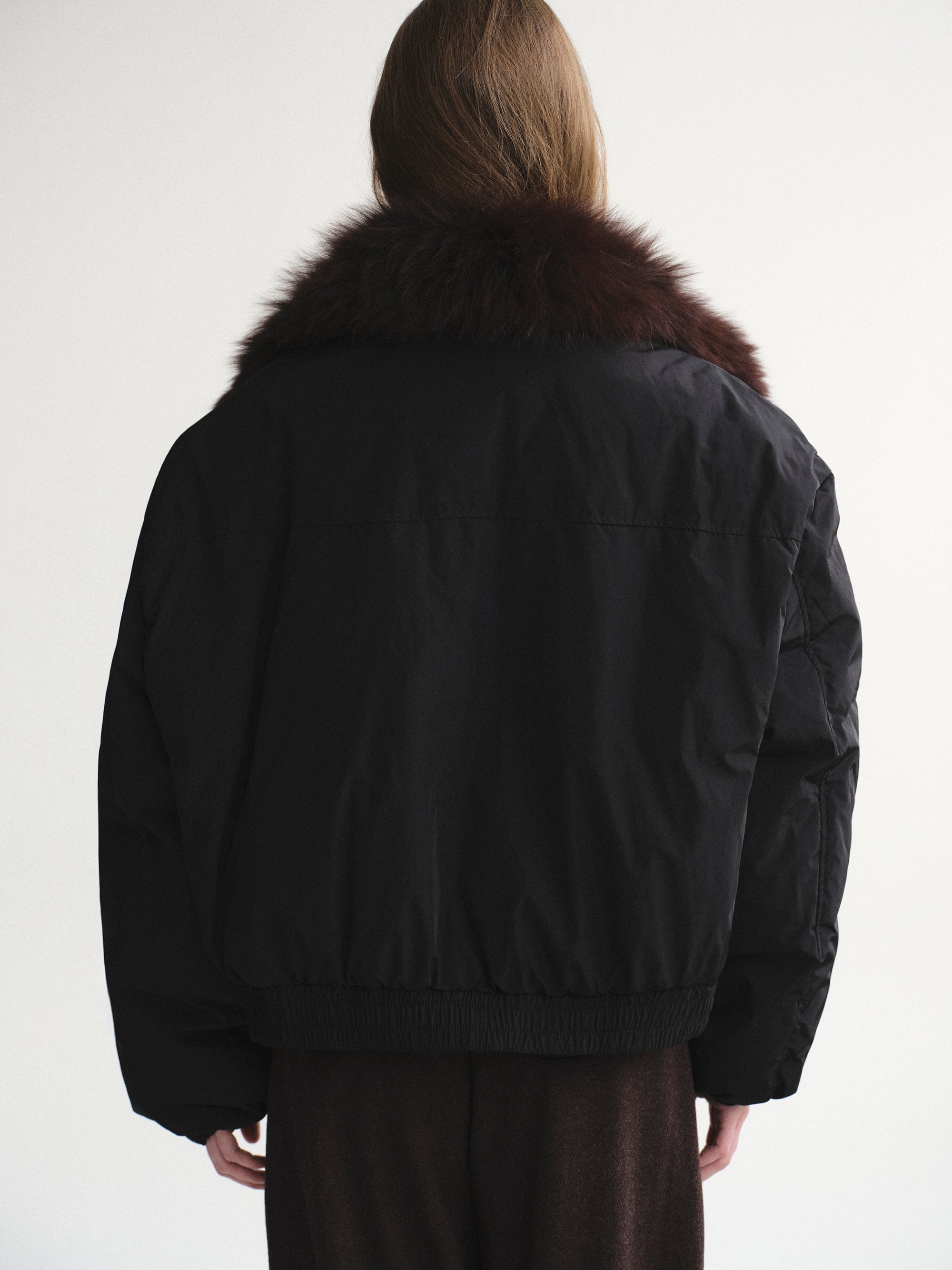 Fur Collar Down Jacket, Black