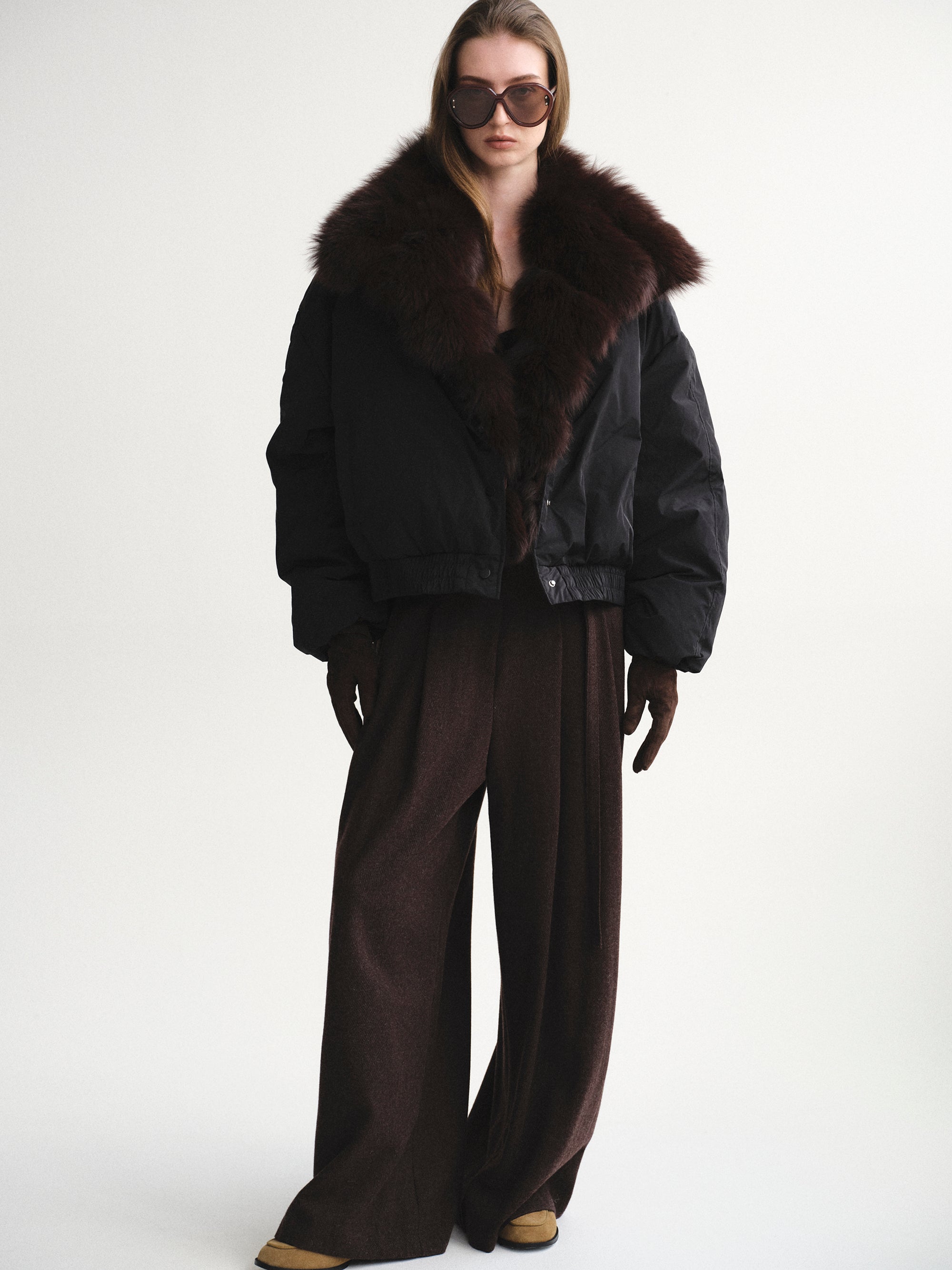 Fur Collar Down Jacket, Black