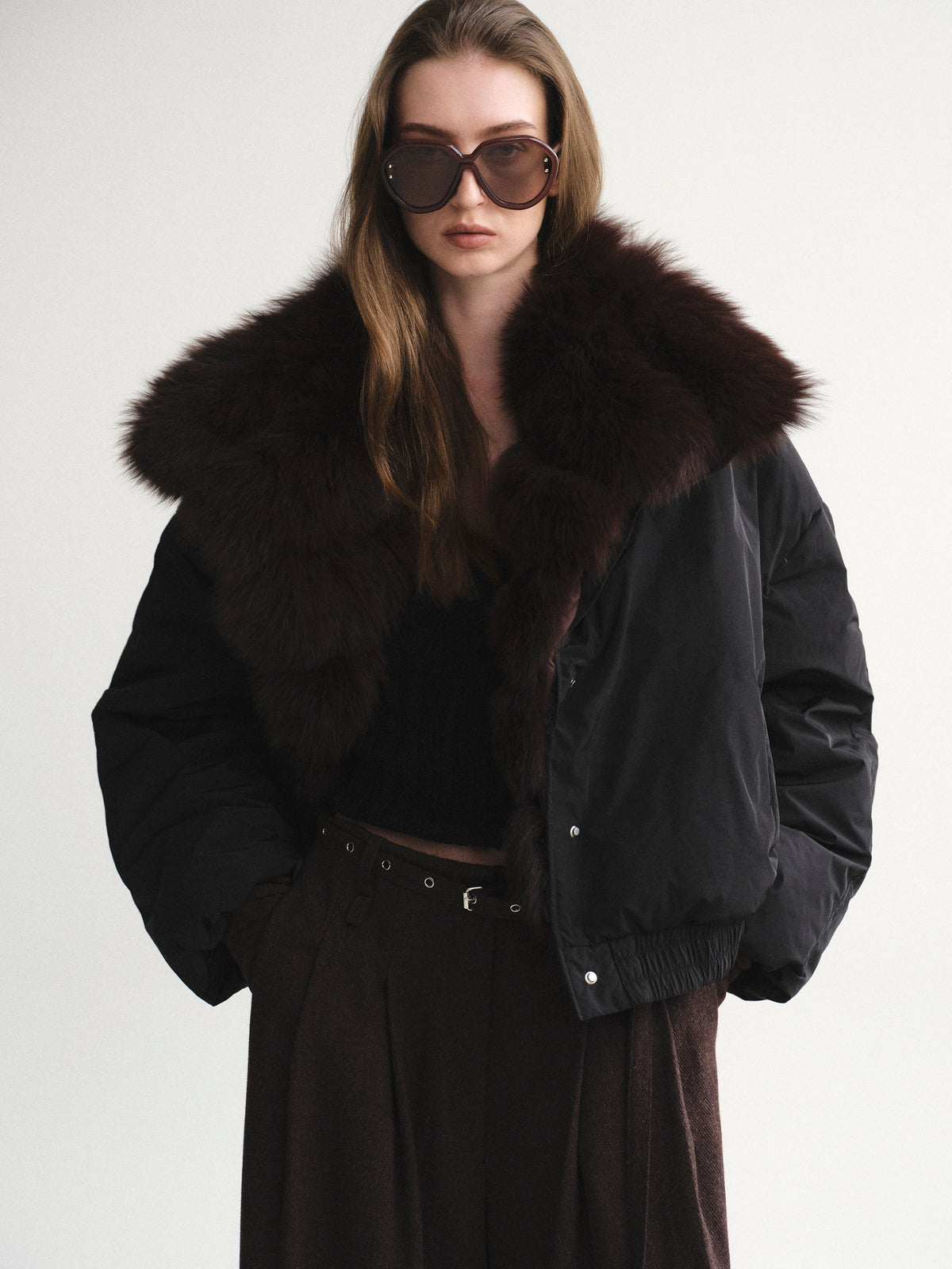 Dolla Fur Collar Down Jacket, Black