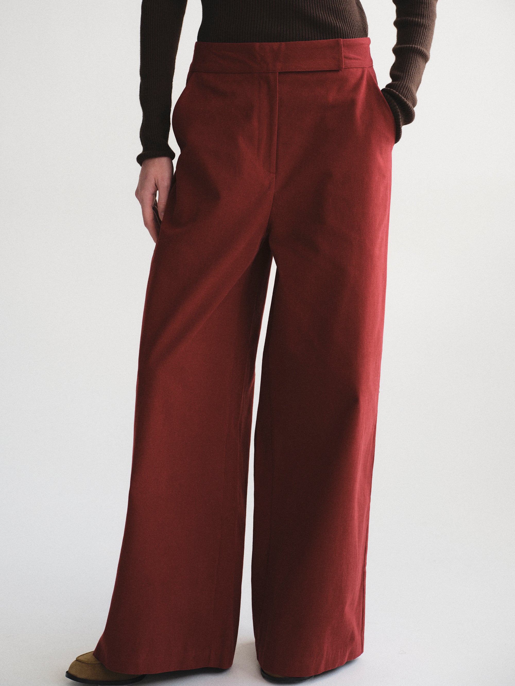 Wide-Leg Corduroy Pants, Red
