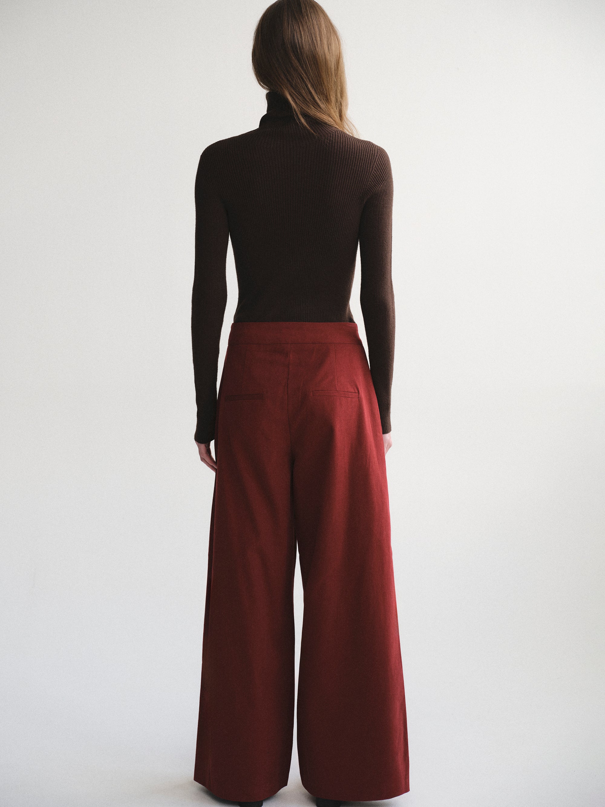 Wide-Leg Corduroy Pants, Red