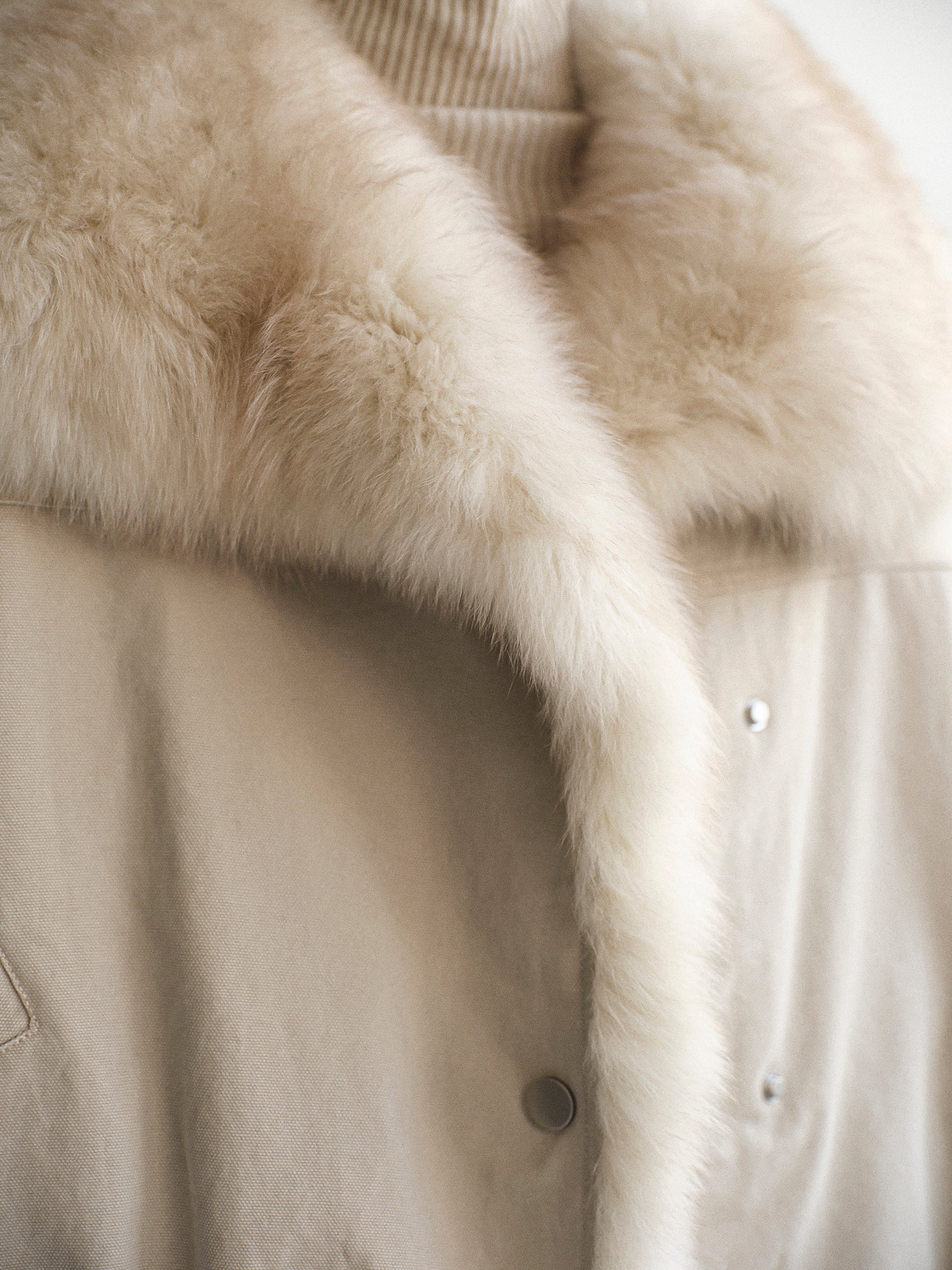 Cotton Canvas Fur Jacket, Beige