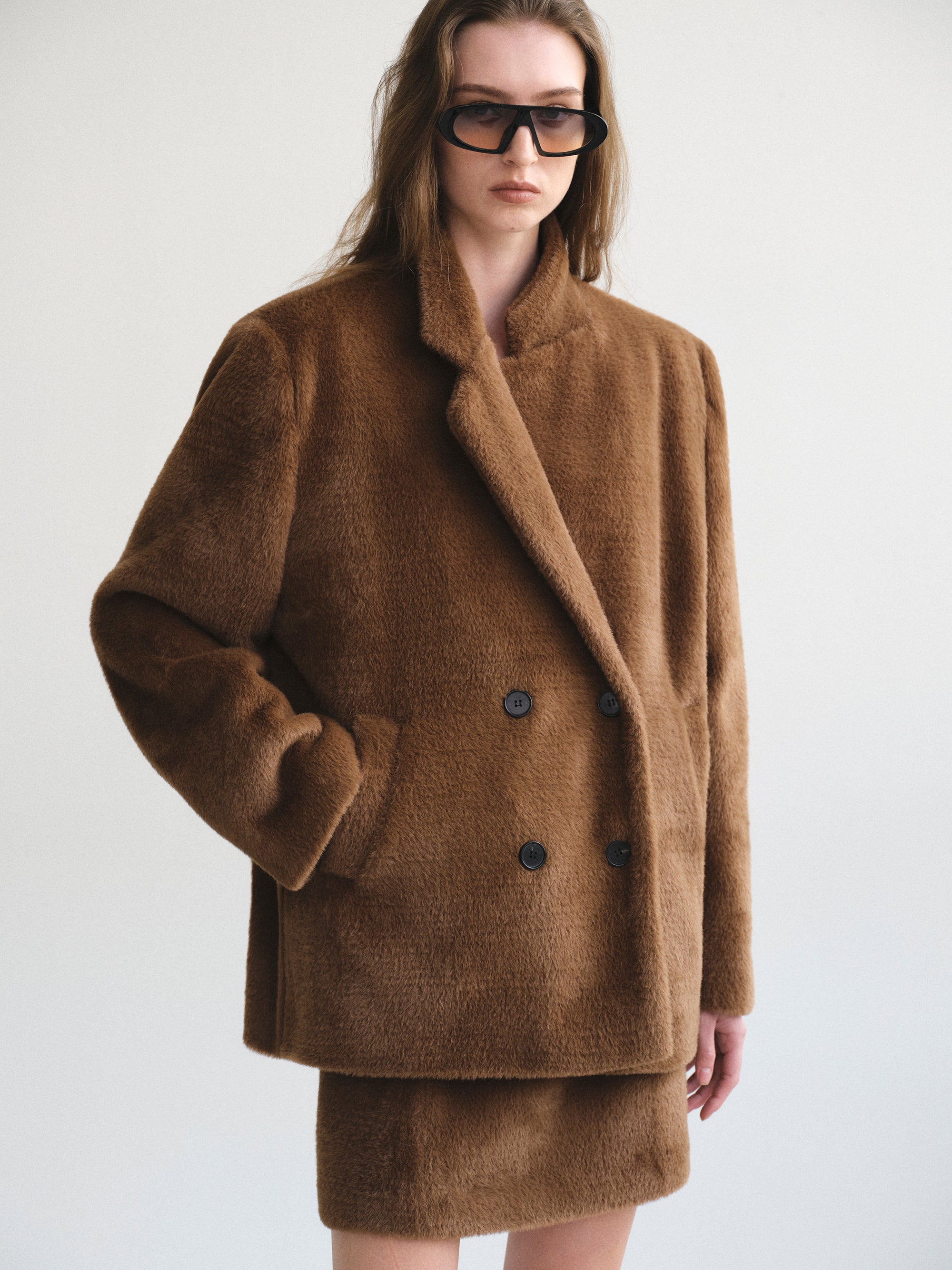 Short Pile Blazer, Brown