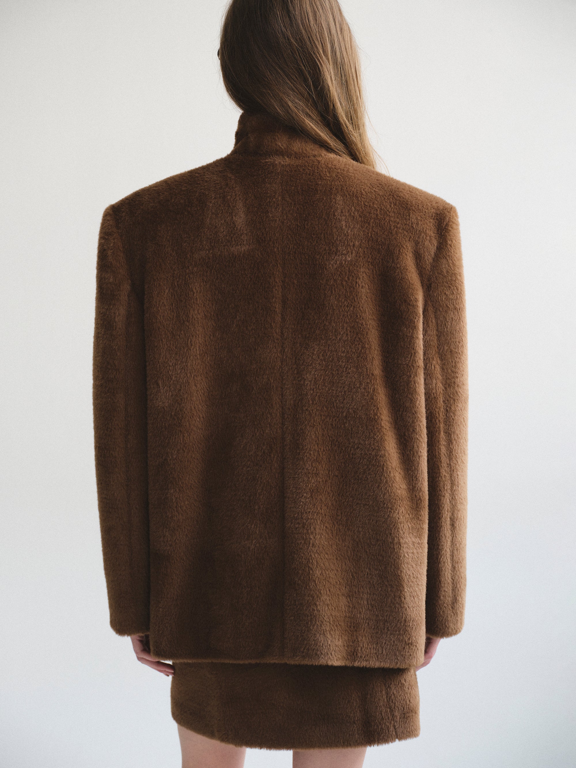 Short Pile Blazer, Brown