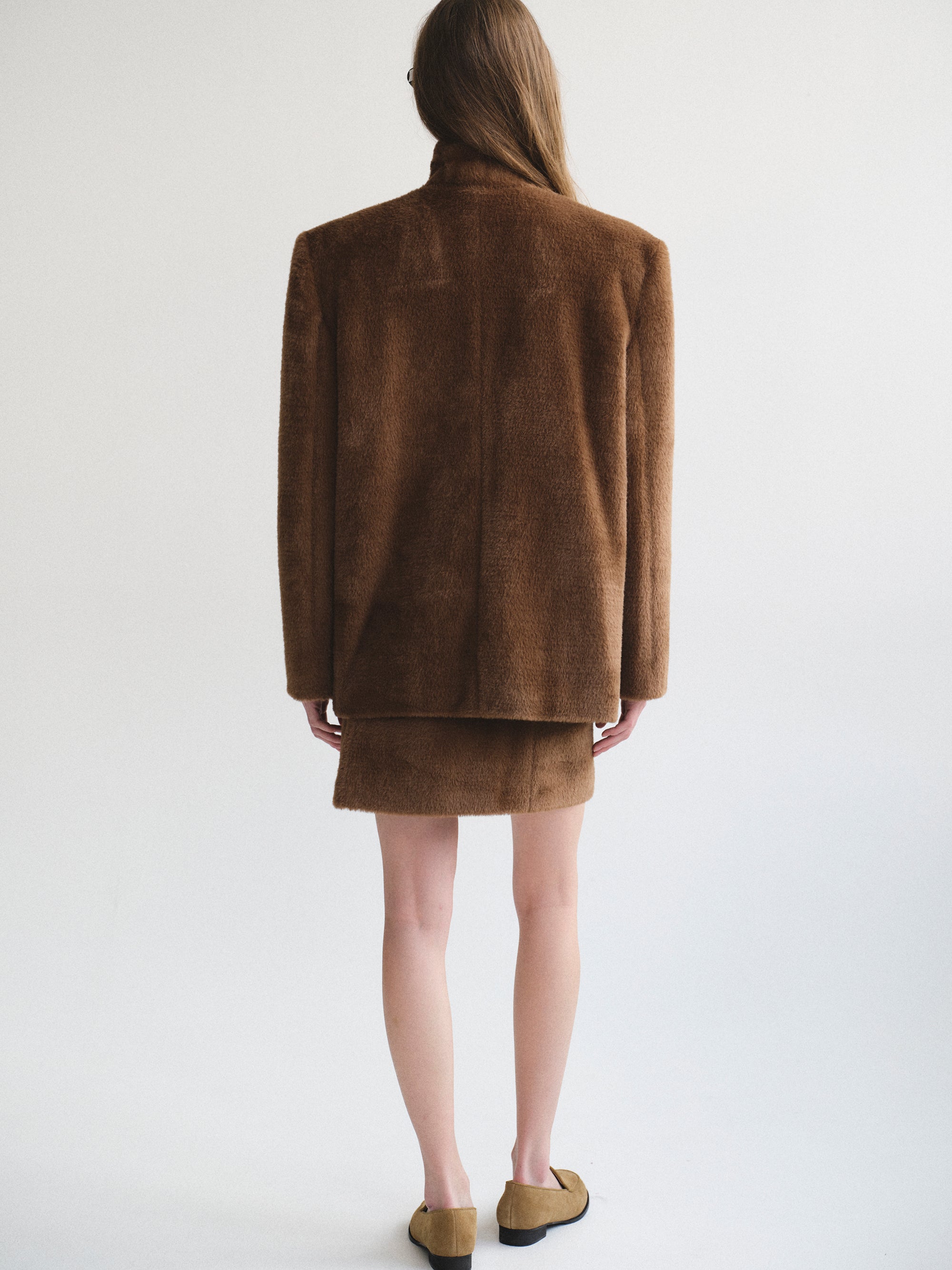 Short Pile Blazer, Brown