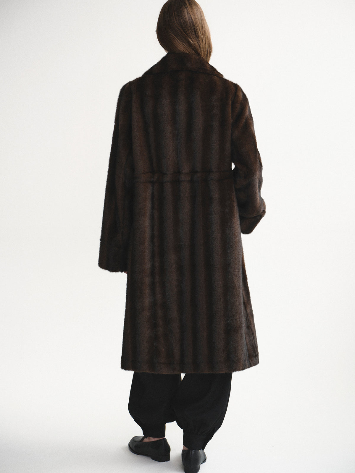 Meo Notched Lapel Faux-Fur Coat, Chocolate