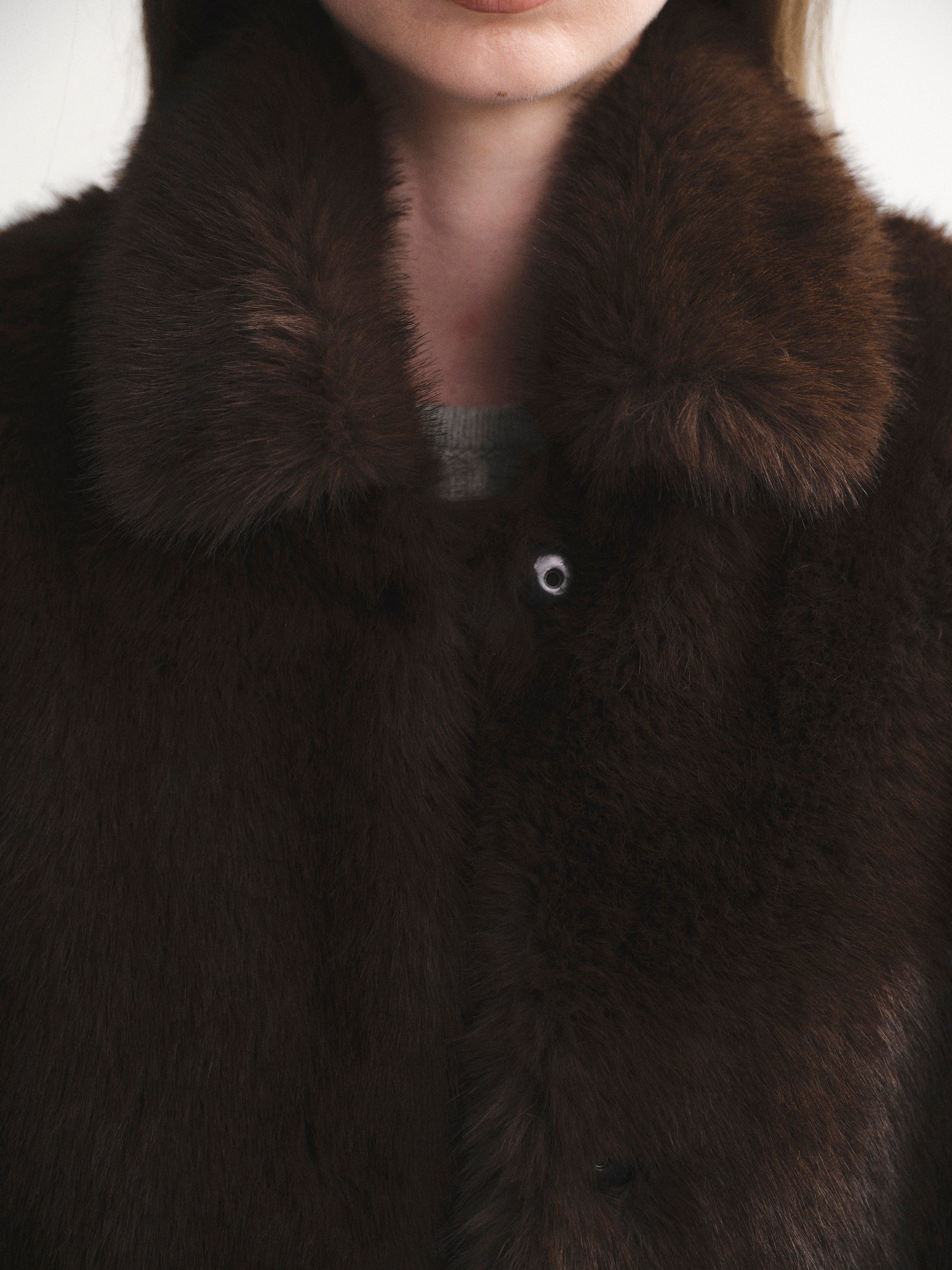 Faux-Fur Collar Jacket,  Brown