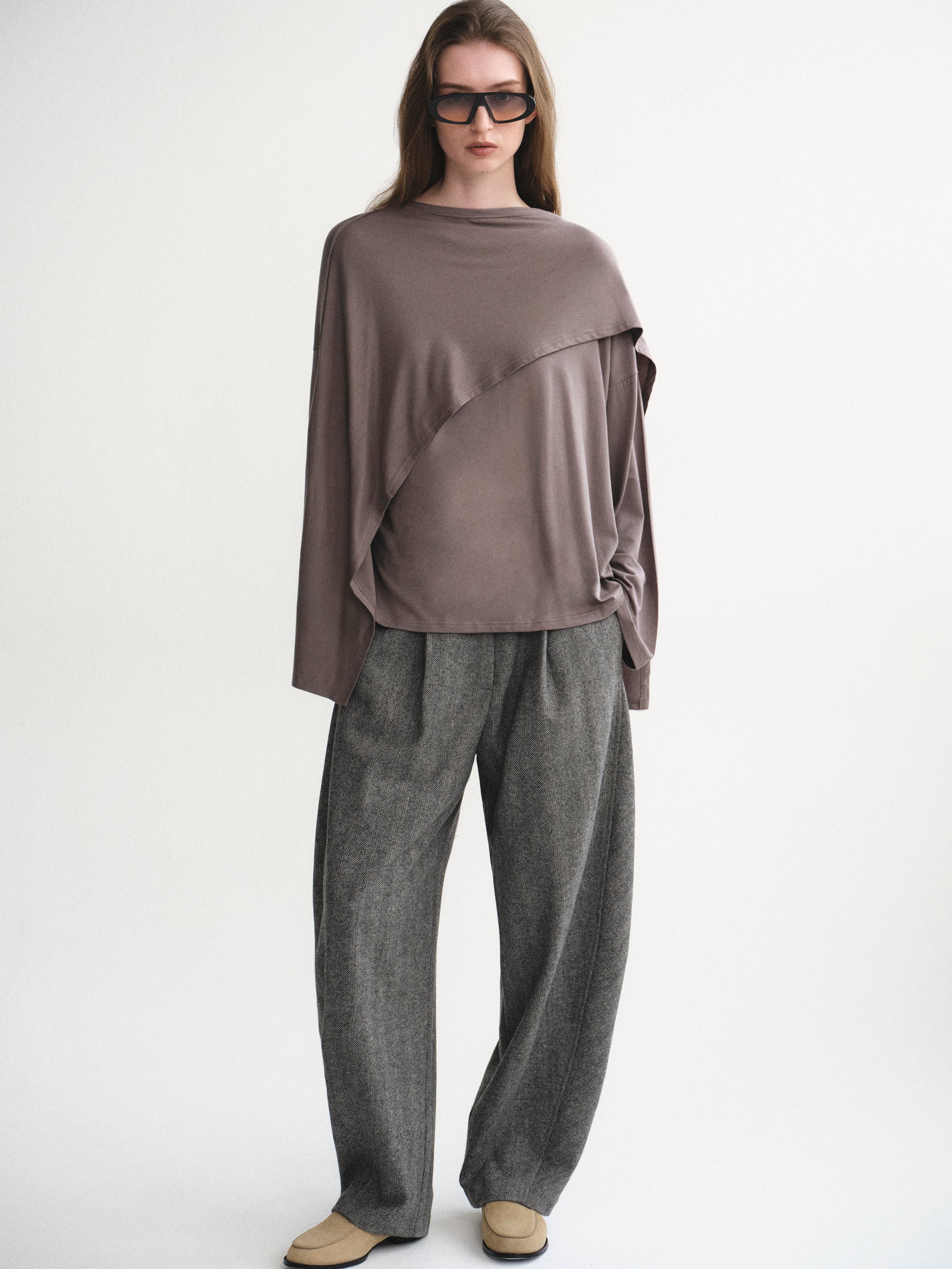 Scarf Detail T-Shirt, Graphite