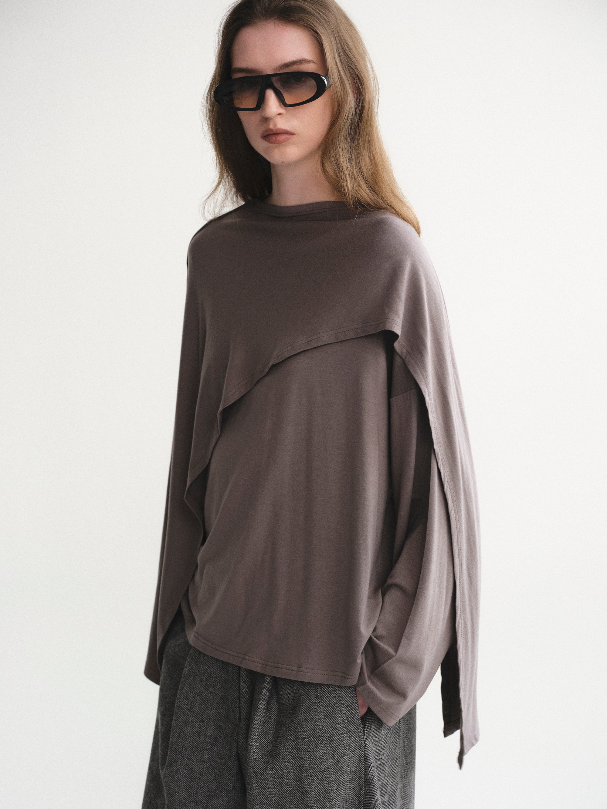 Scarf Detail T-Shirt, Graphite