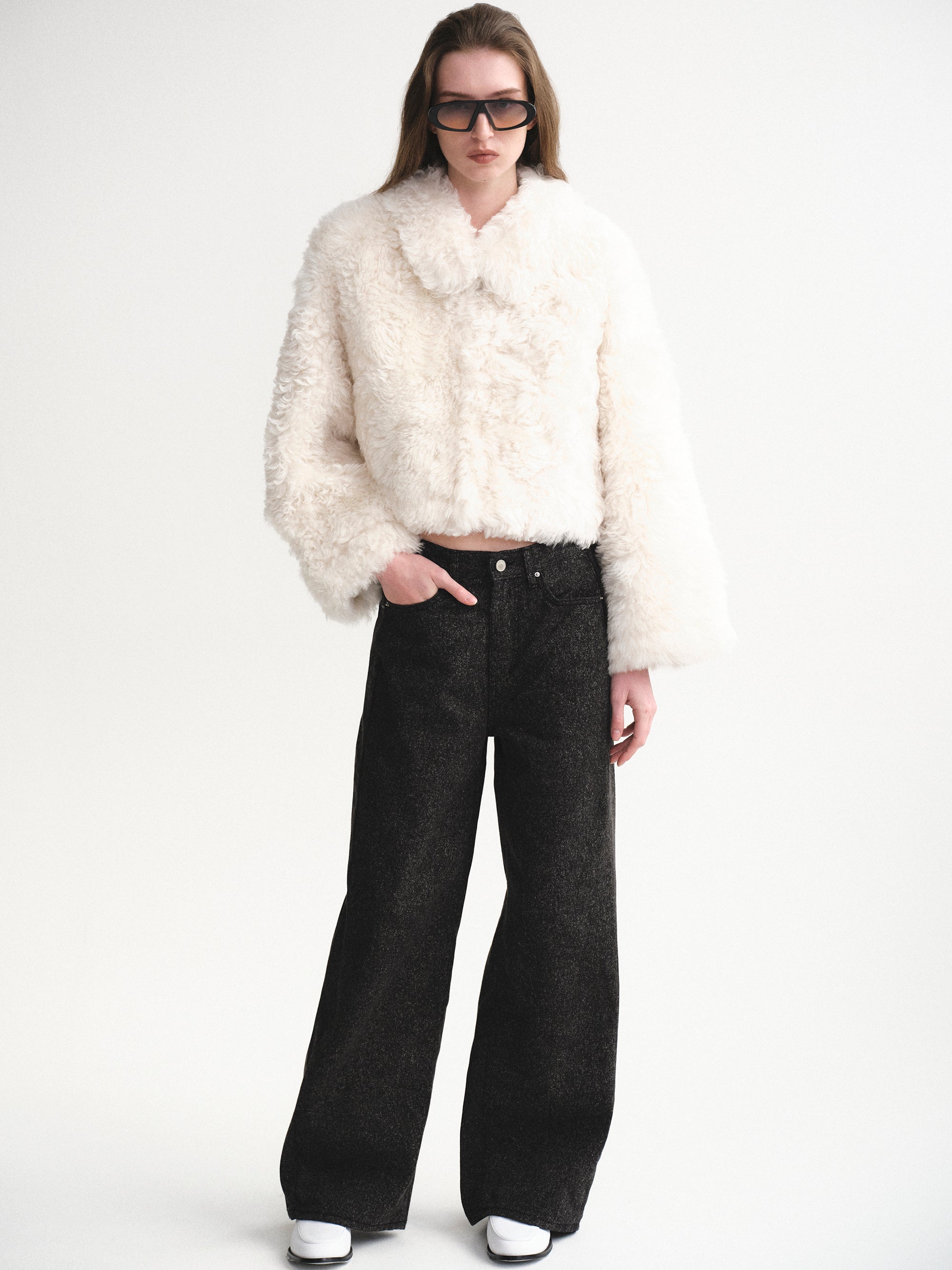 Baby Shearling Jacket, Ivory
