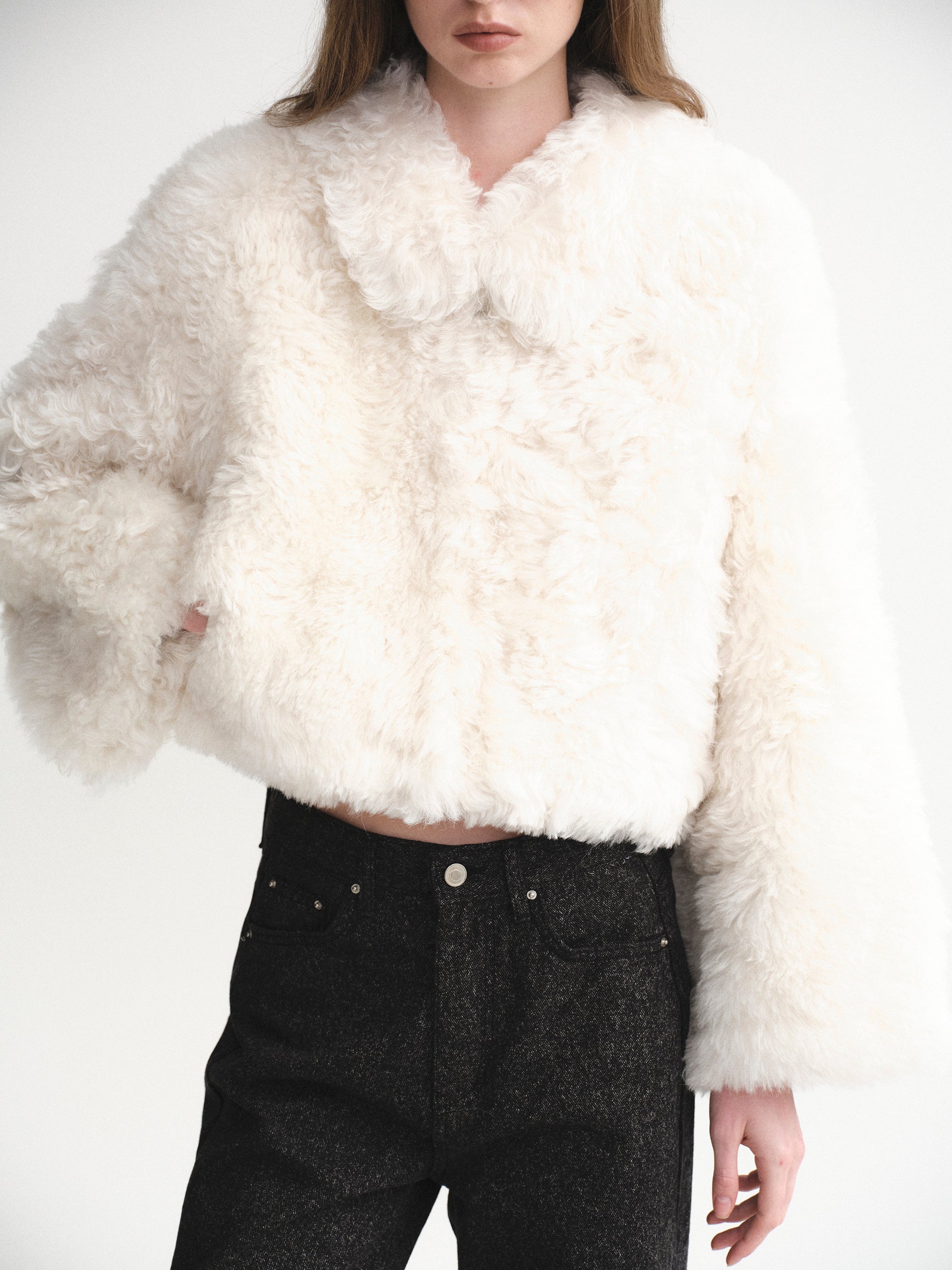 Baby Shearling Jacket, Ivory