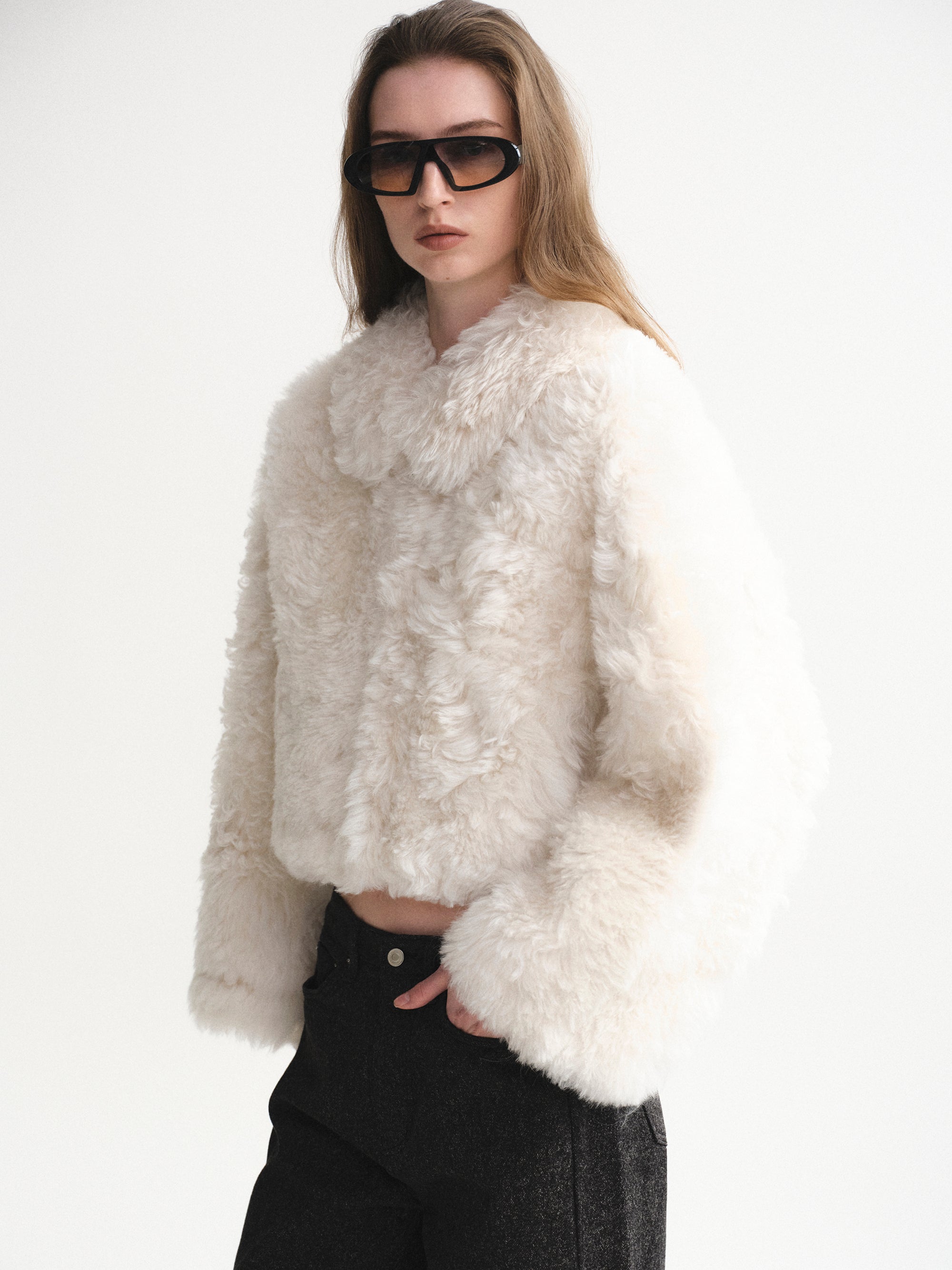Baby Shearling Jacket, Ivory
