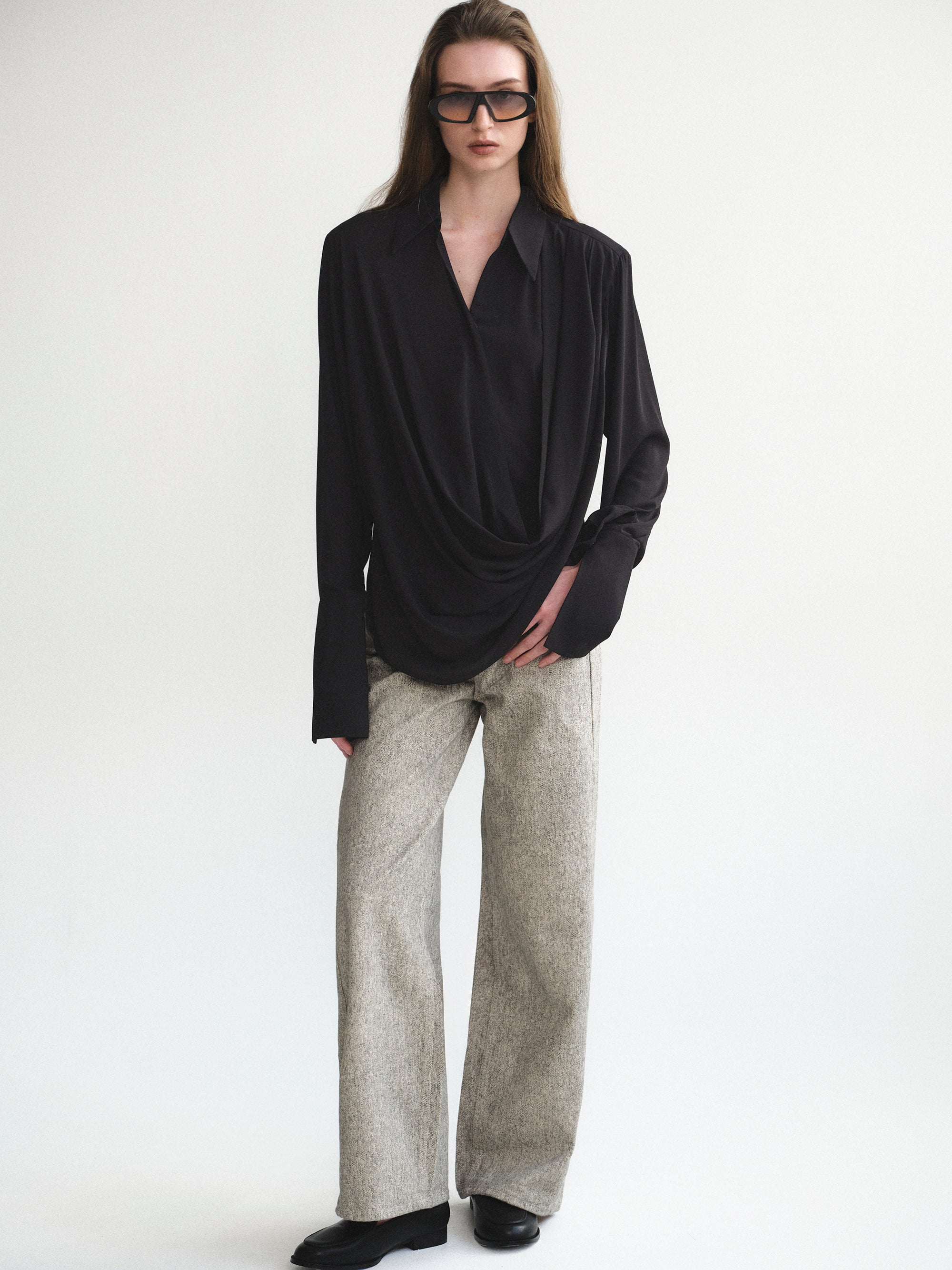 Draped Shirt, Black