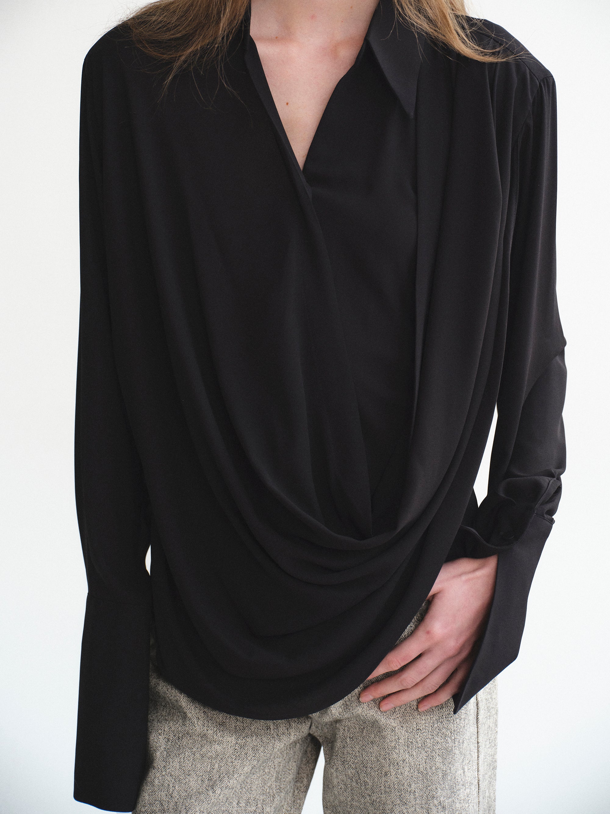 Draped Shirt, Black