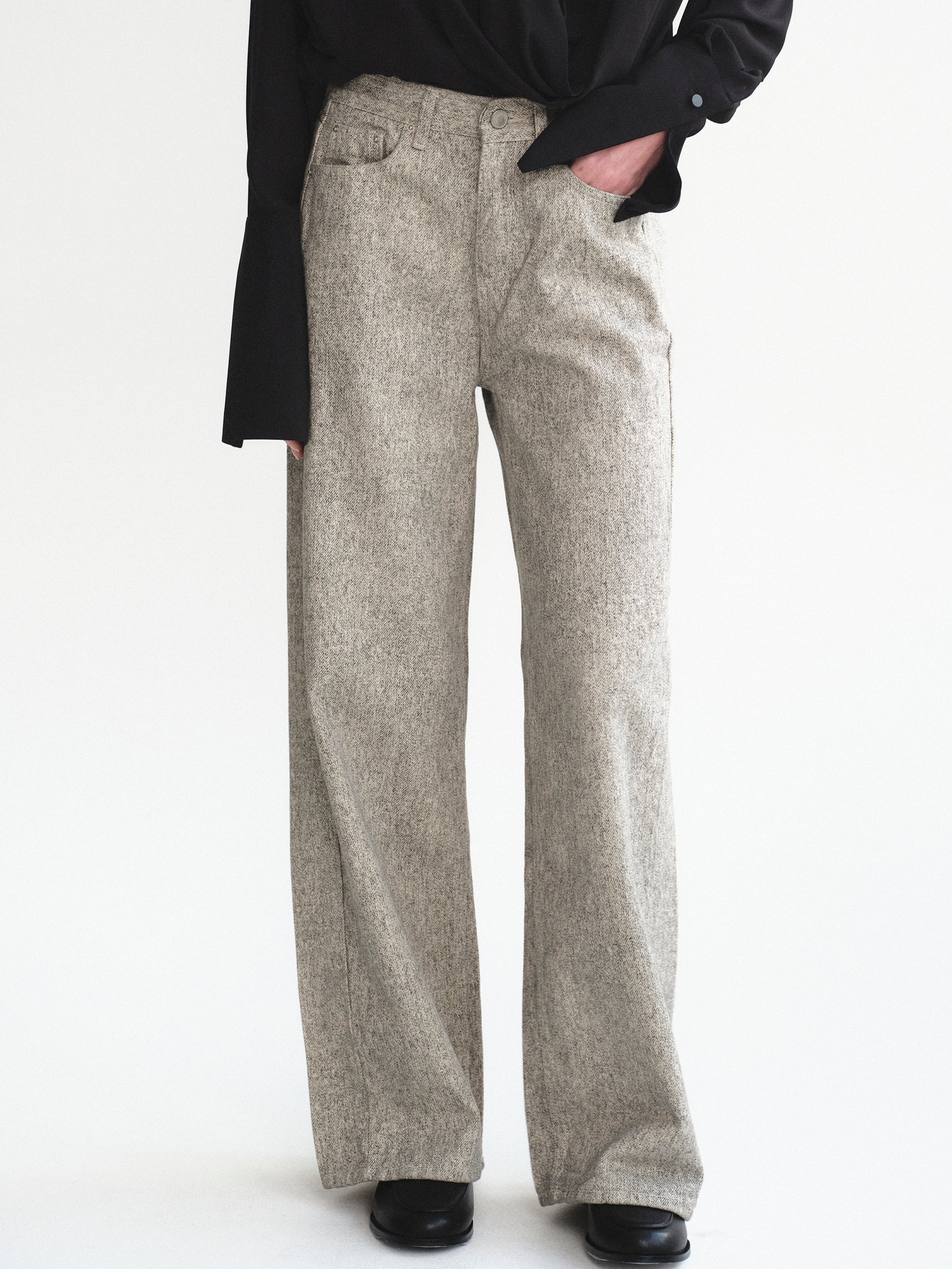 Heathered Loose Jeans, Beige