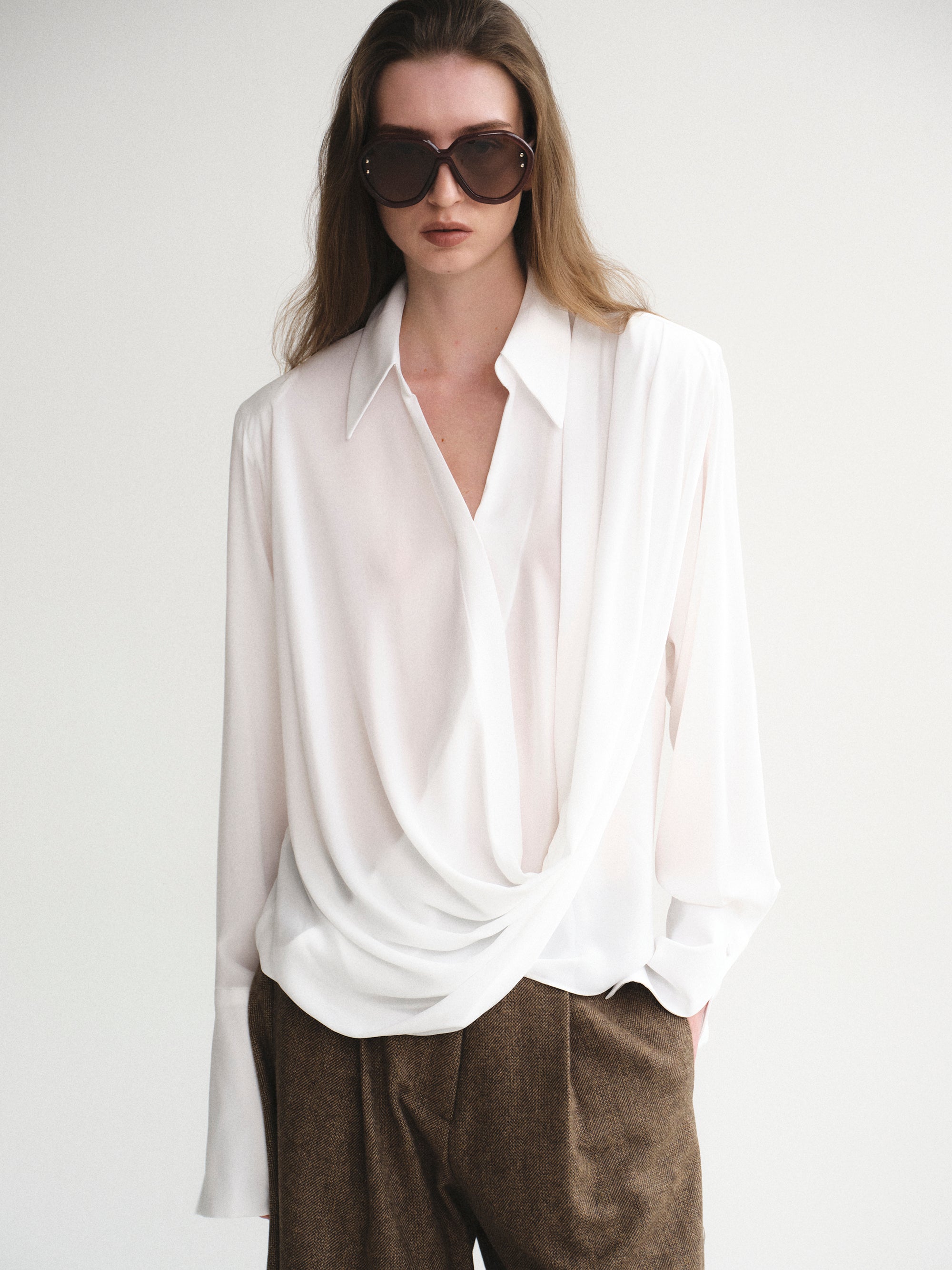 Draped Shirt, White