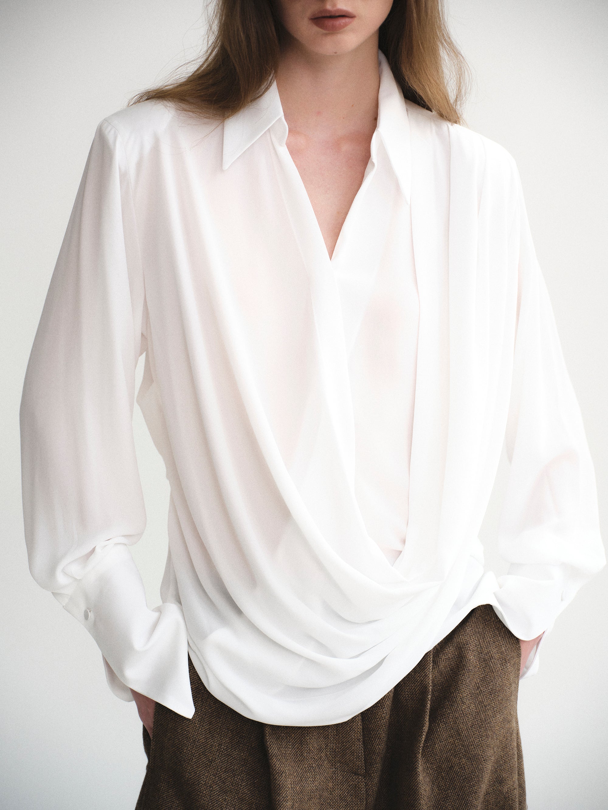 Draped Shirt, White